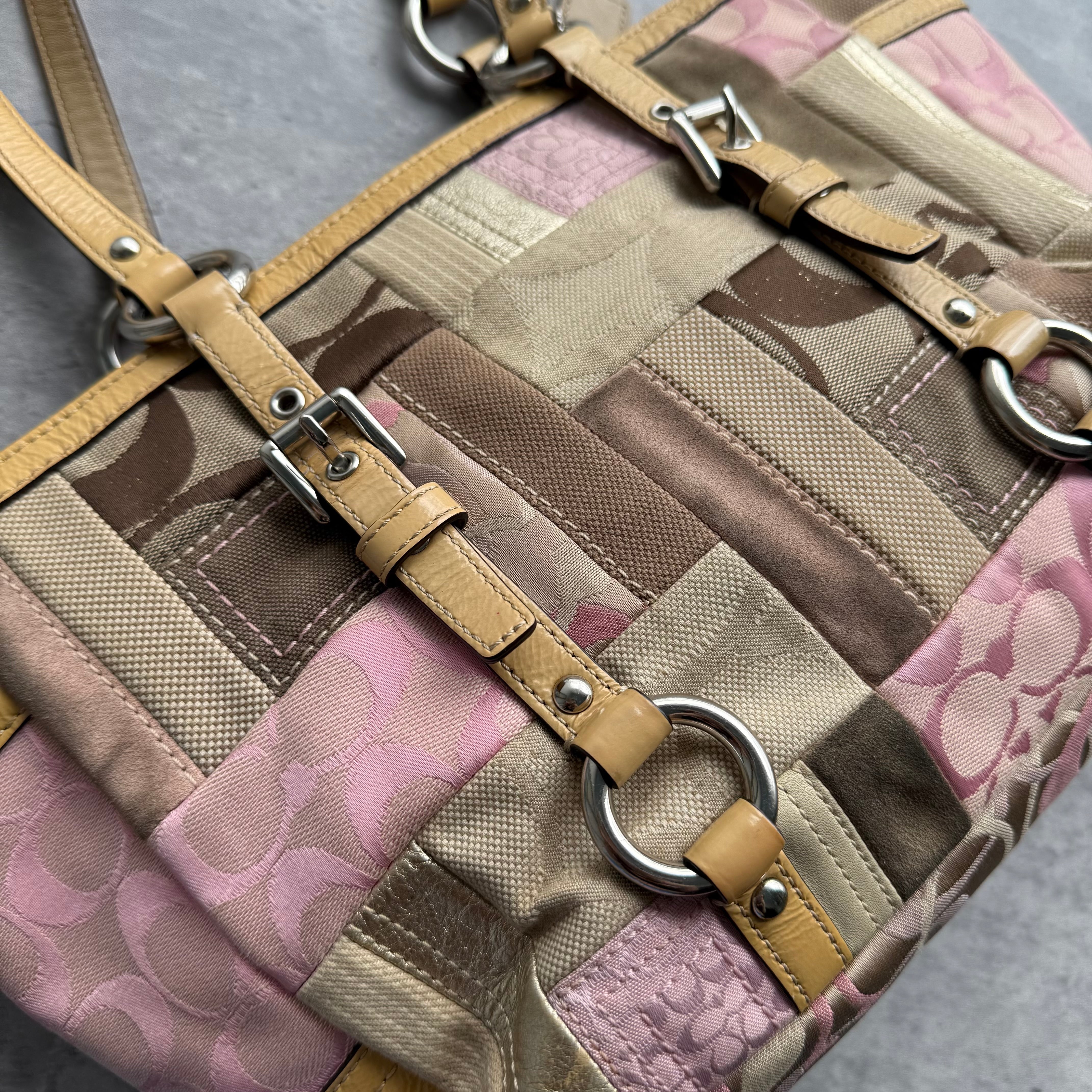 Coach Y2K Signature Patchwork Gallery Tote Bag Beige/Pink