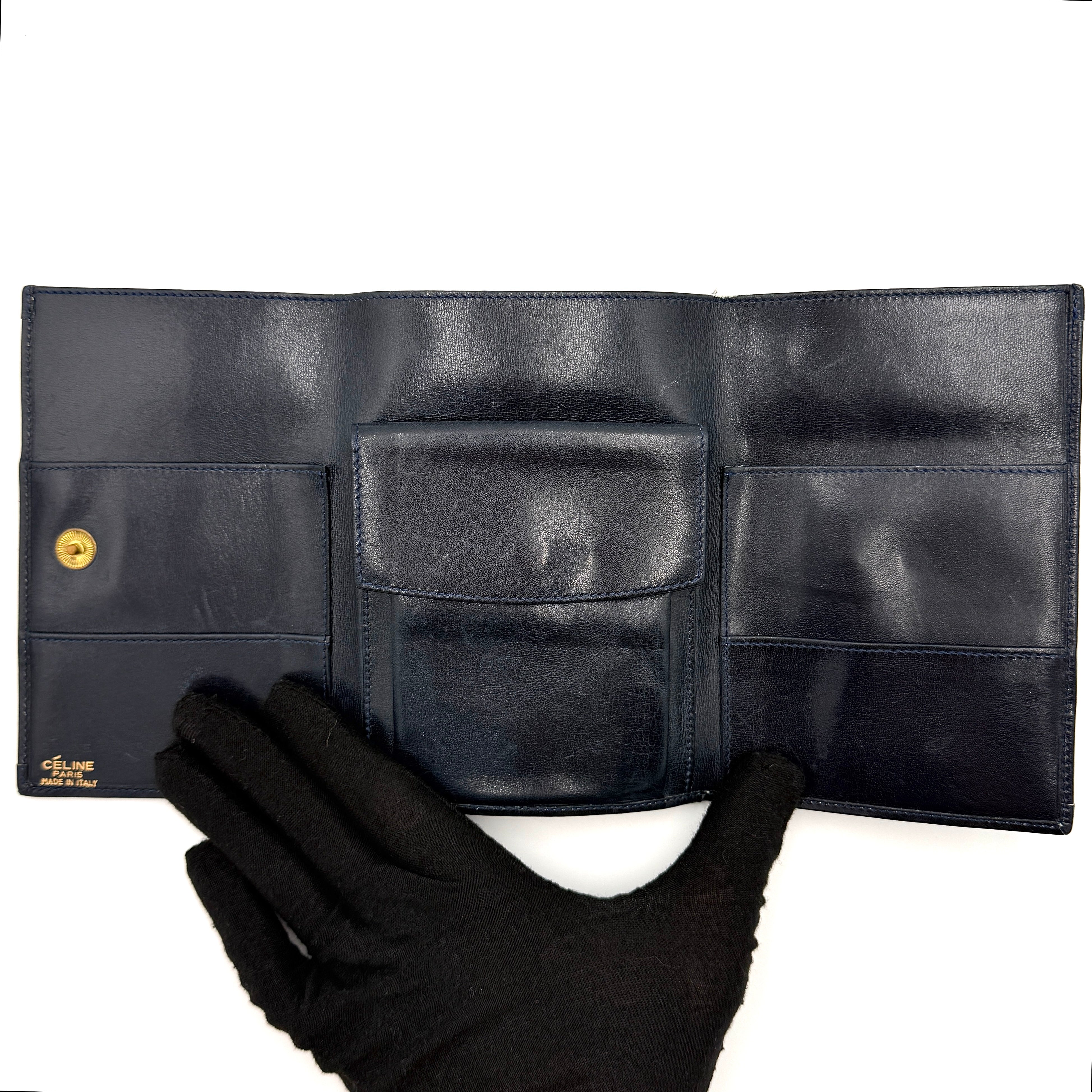 Celine C Macadam Horse Carriage Wallet Black/Grey