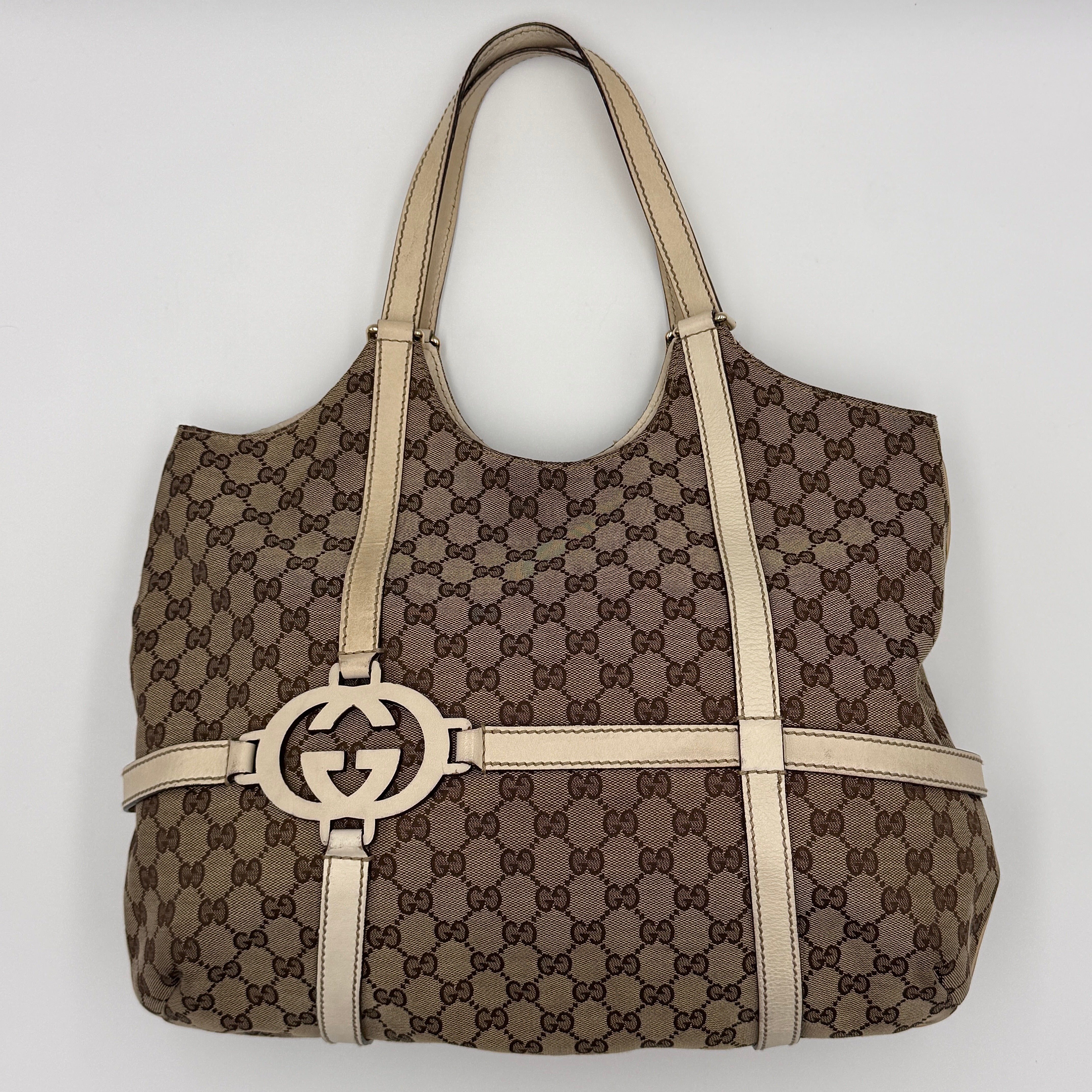 Gucci GG Monogram Royal Hobo Shoulder Bag Beige