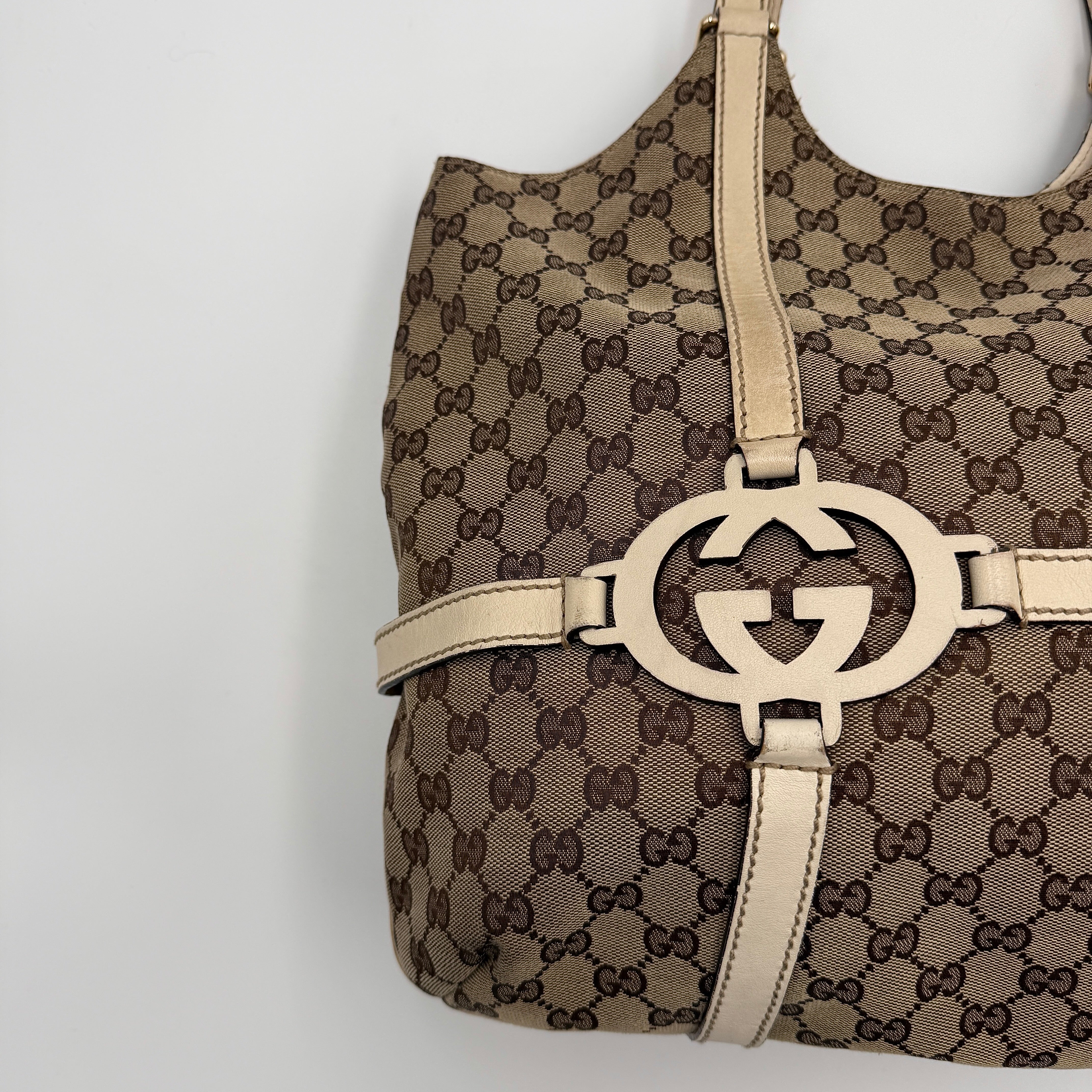 Gucci GG Monogram Royal Hobo Shoulder Bag Beige
