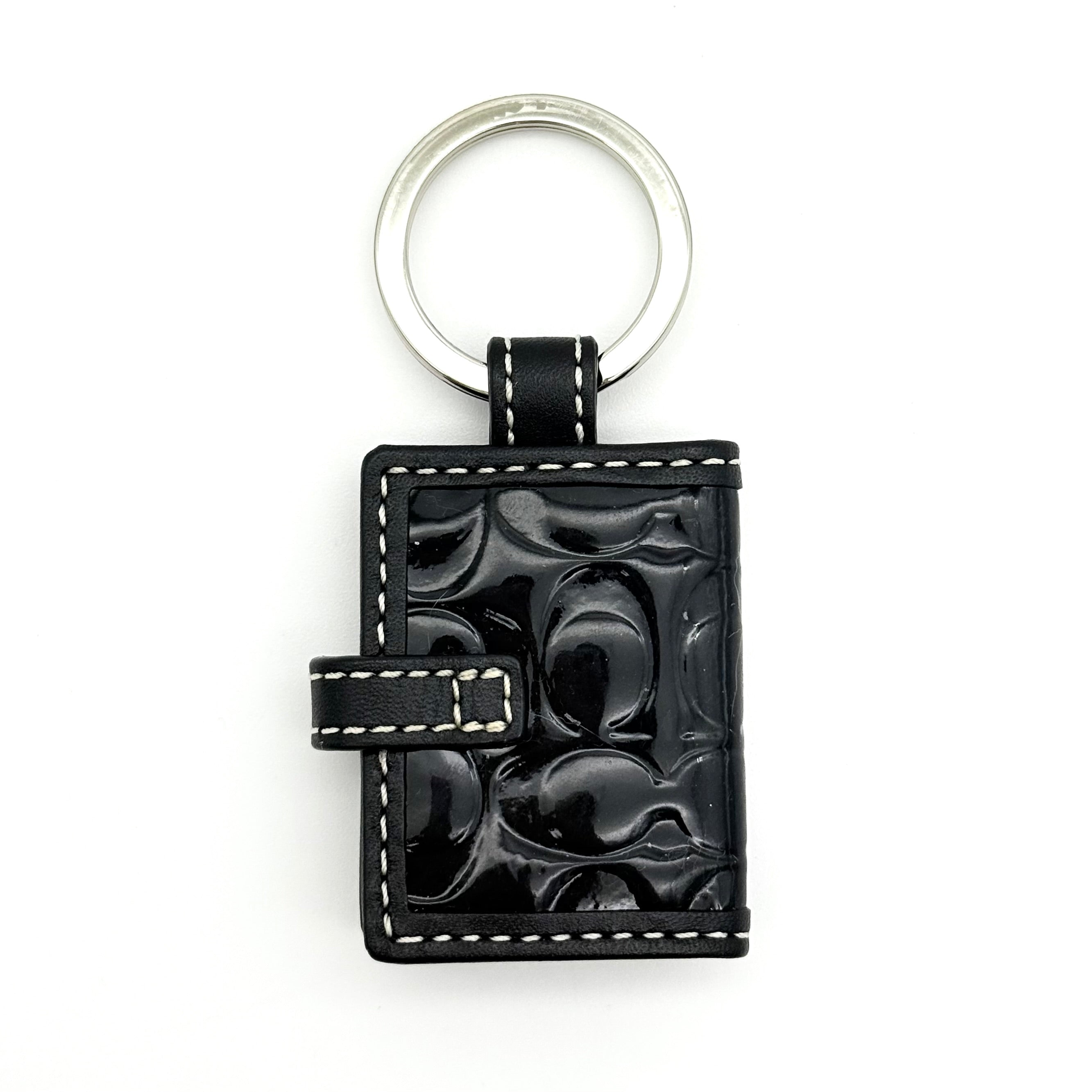 Coach Signature Patent Picture Frame Charm Keychain Black/Pink