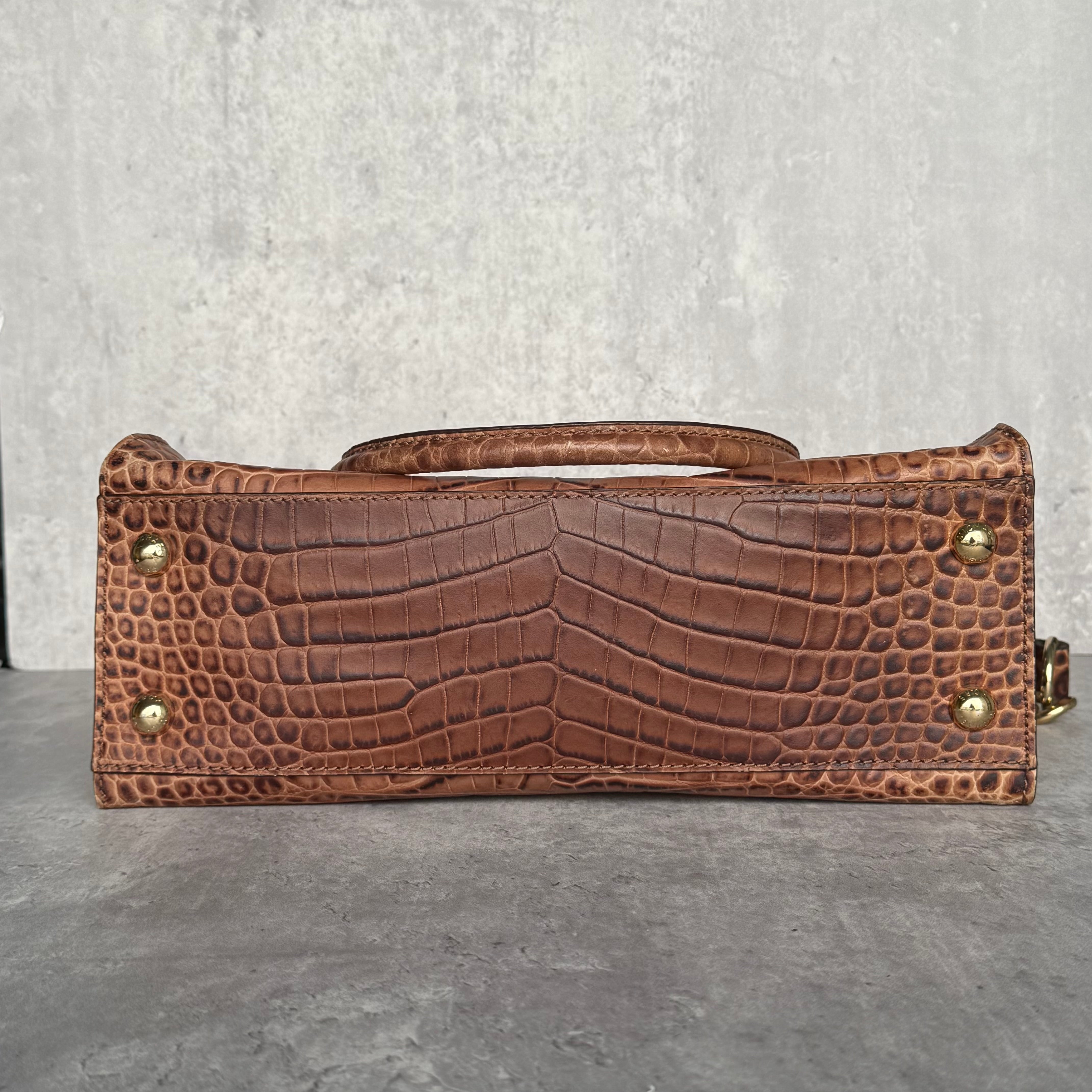 Michael Kors Hamilton Croc Handbag Brown