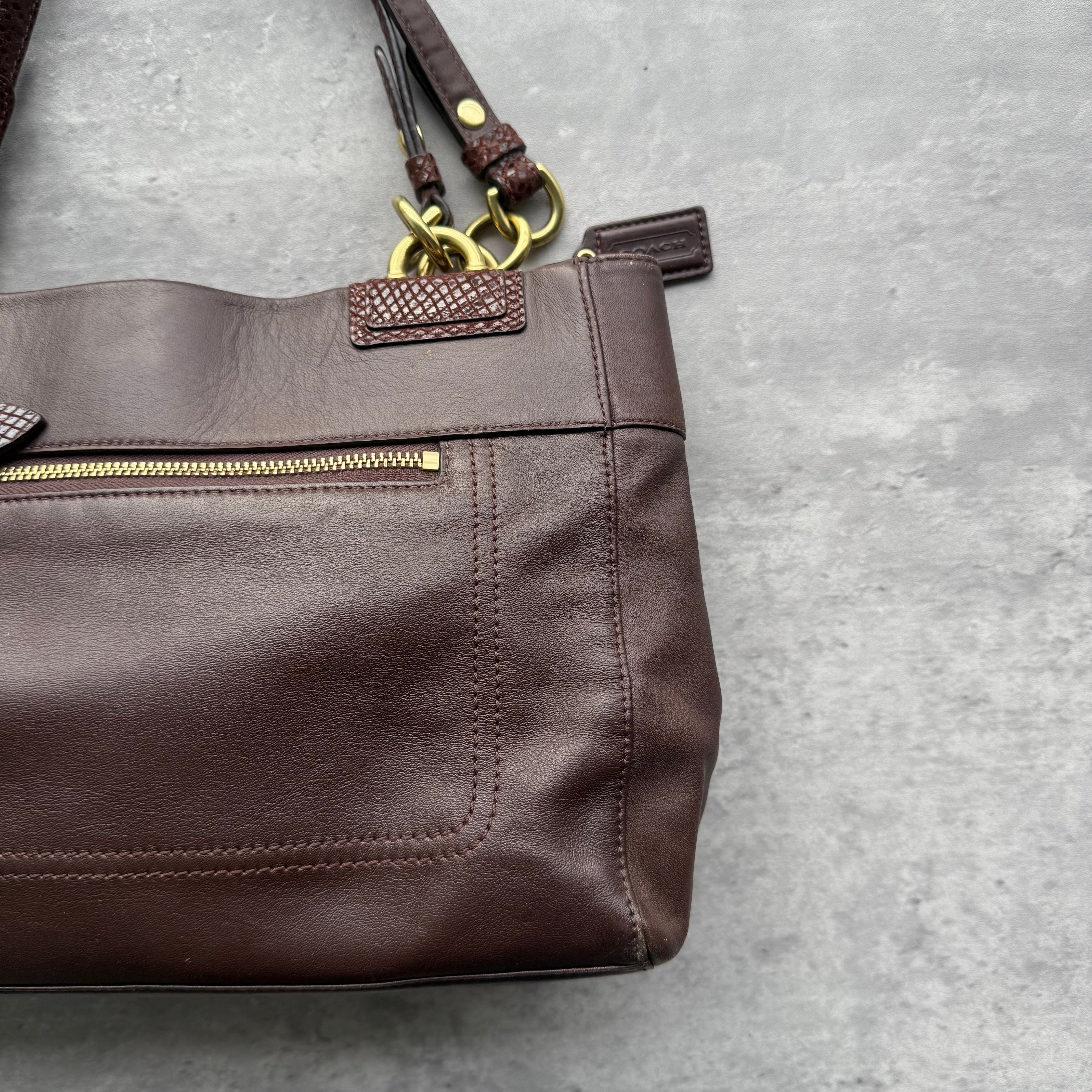 Coach Penelope Pebbled Leather Handbag Brown