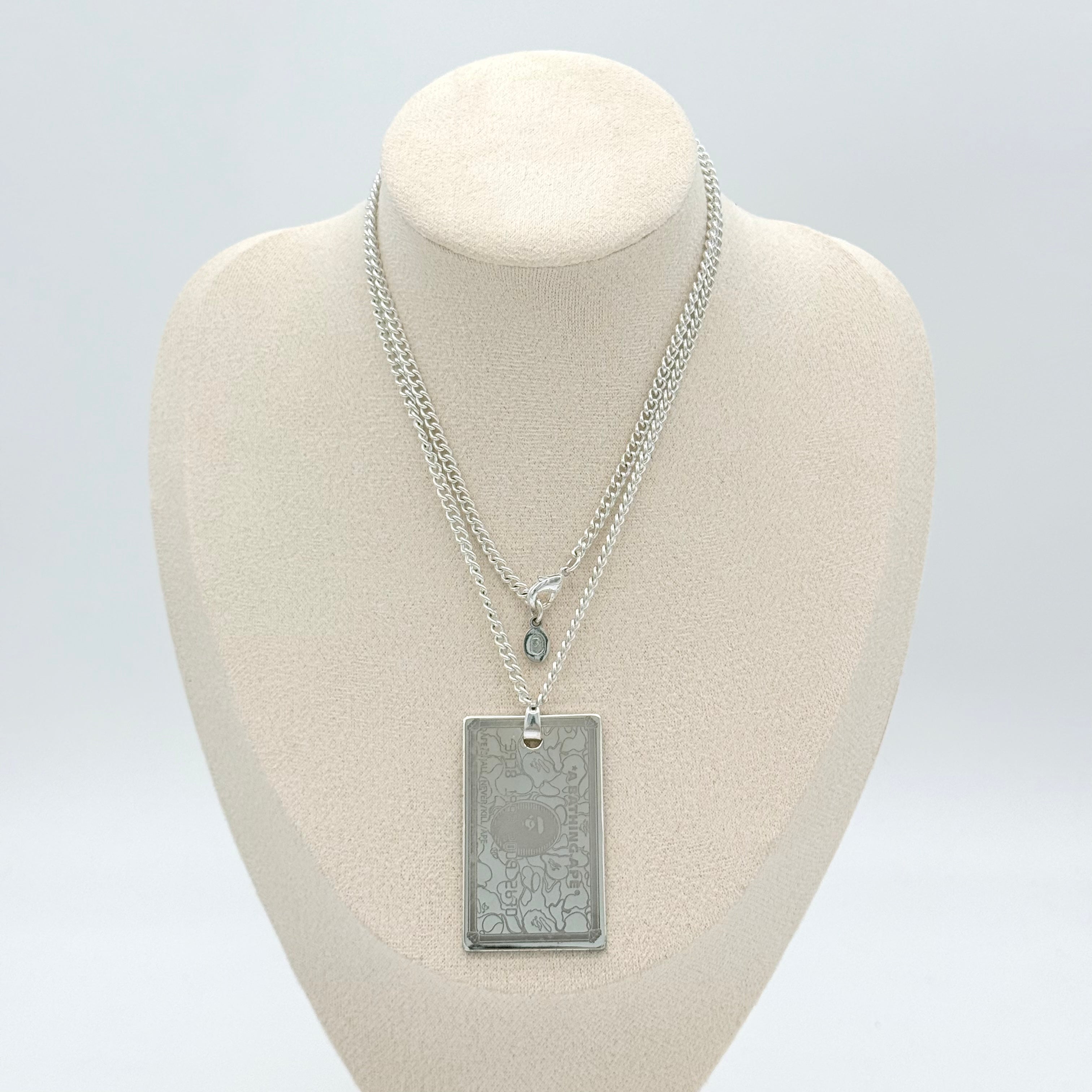 BAPE A Bathing Ape Bape Card Novelty Pendant Necklace Silver