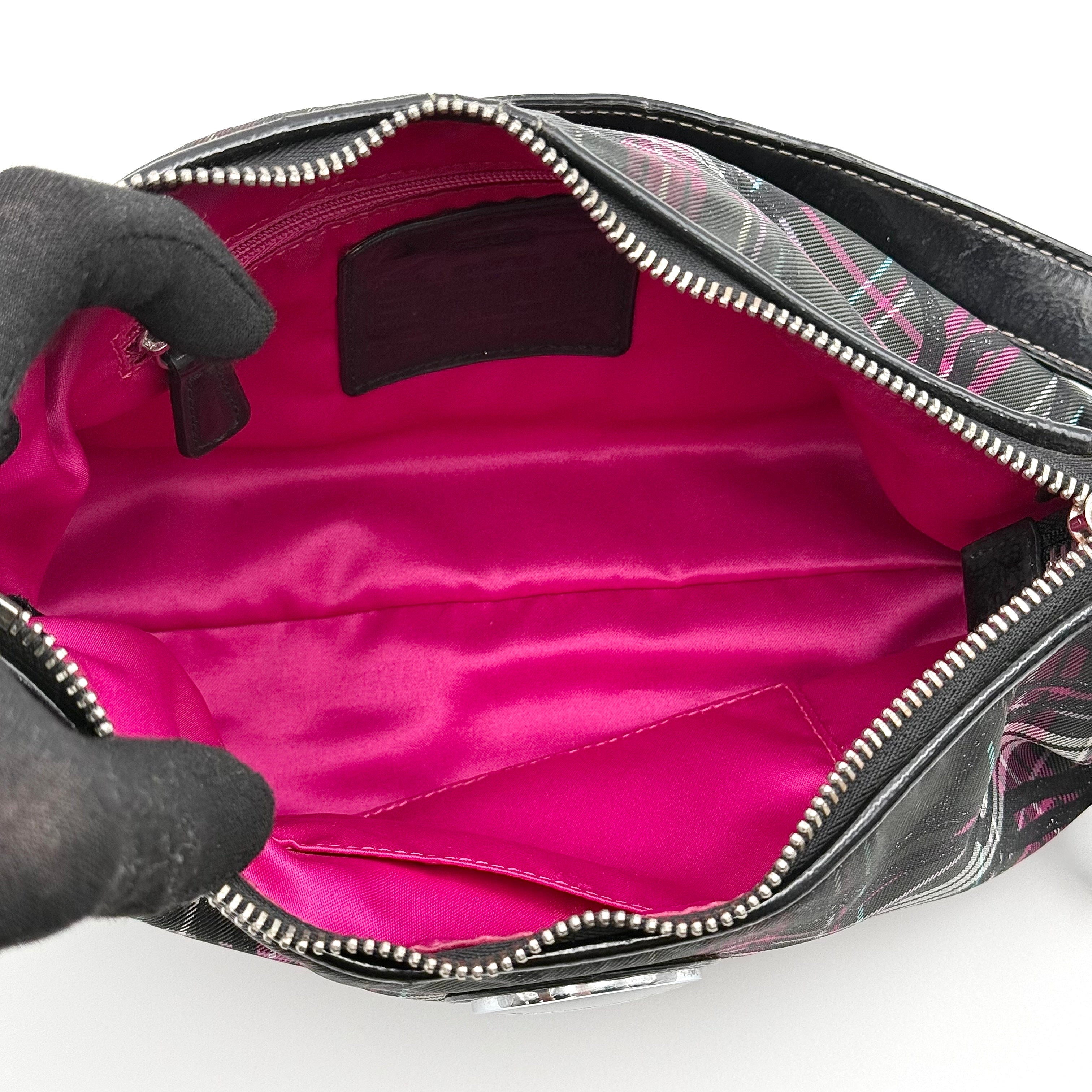 Coach 2Way Poppy Tartan shoulder bag in multi-colour plaid with detachable strap and signature silver hardware.