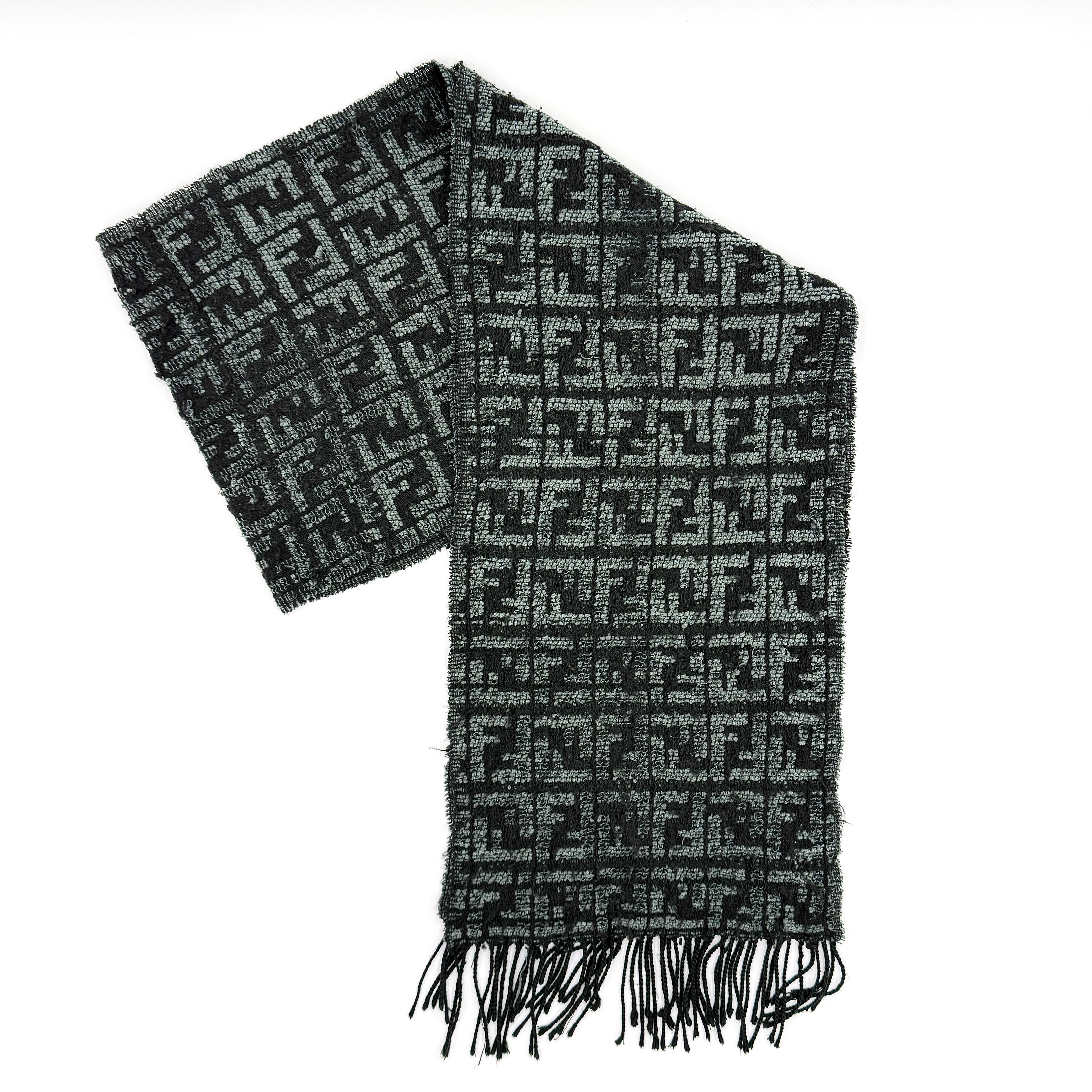 Fendi FF Monogram Scarf Grey/Black
