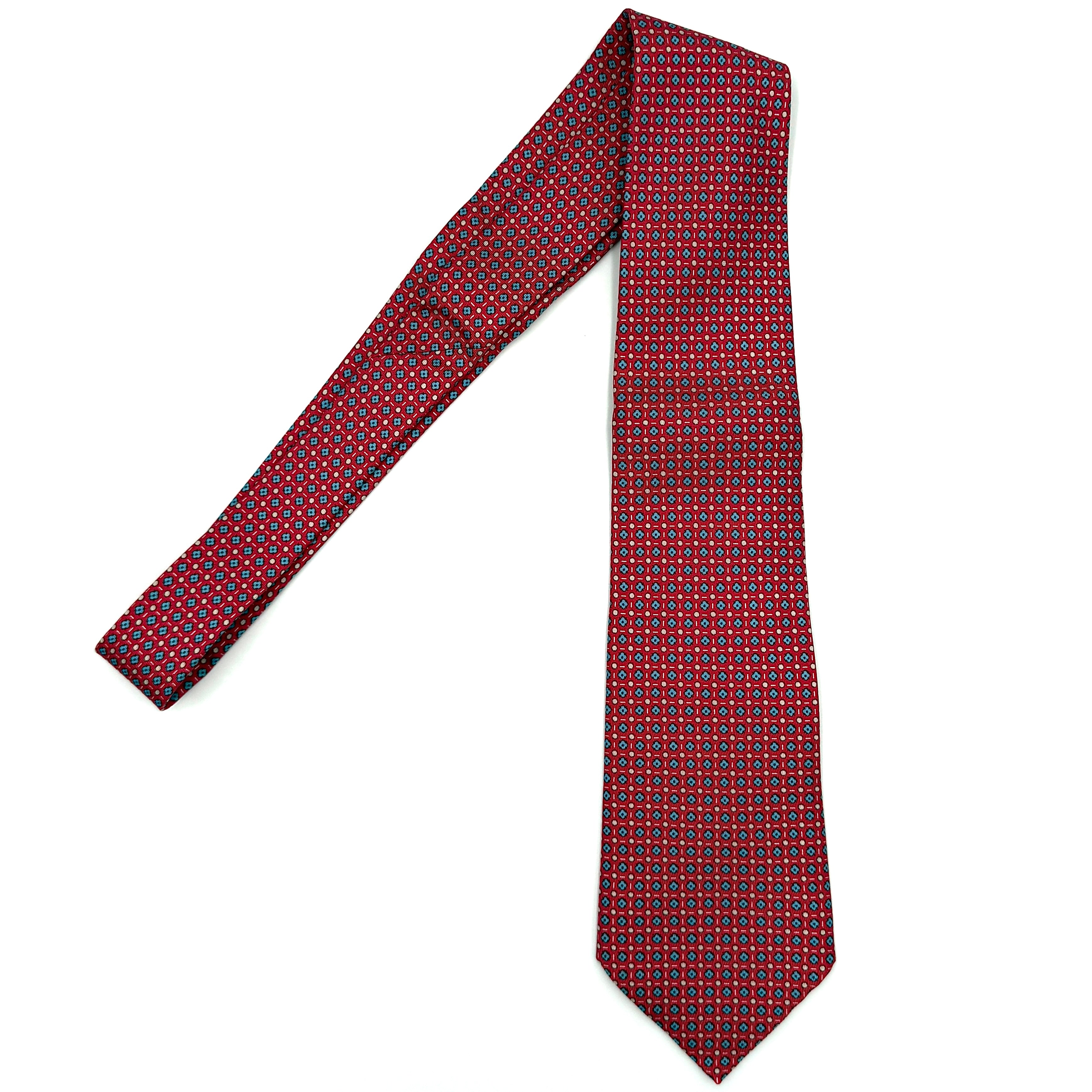 Hermès Geometric Silk Tie Red