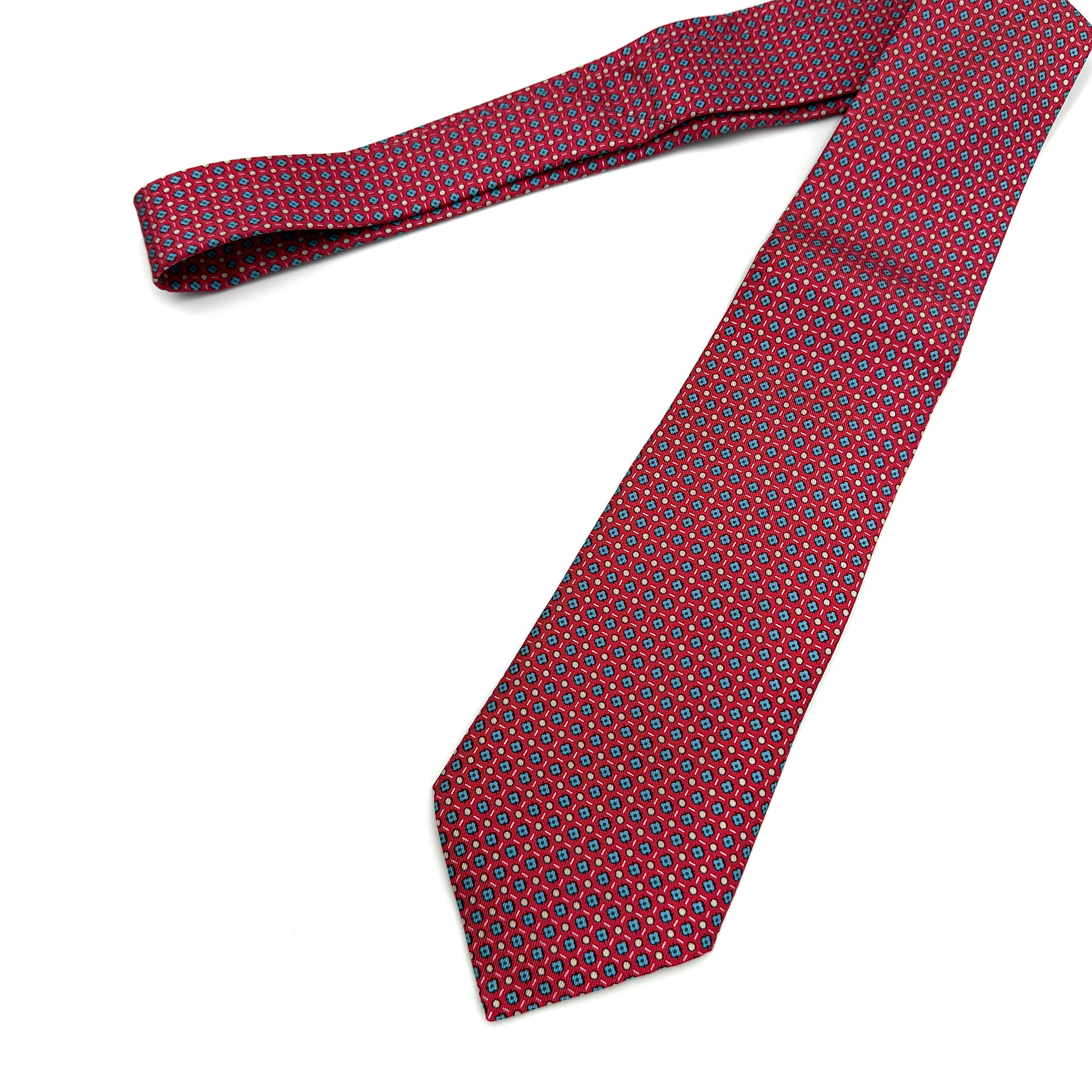 Hermès Geometric Silk Tie Red