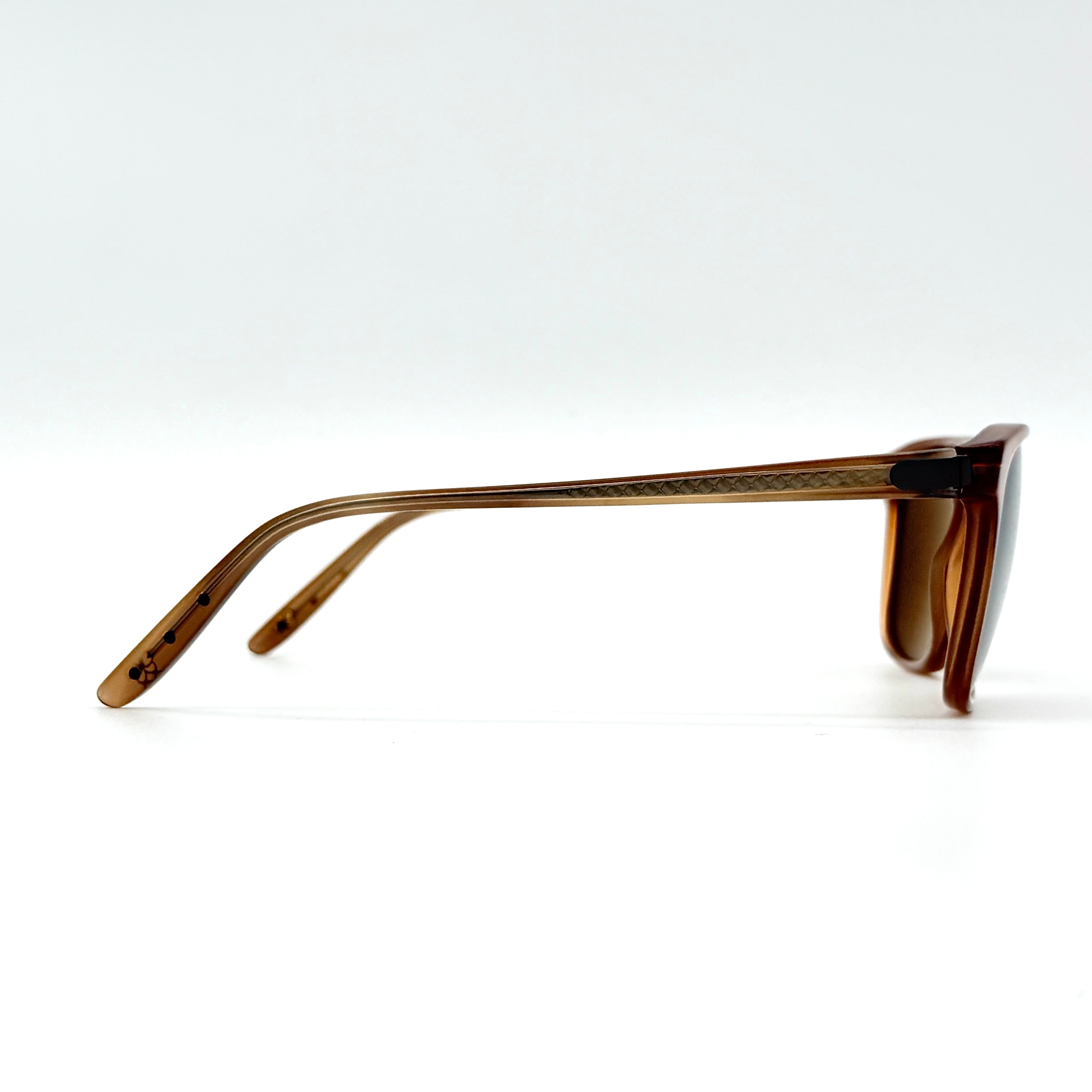 Bottega Veneta B.V. 249/S sunglasses in brown acetate, with brown lenses, intrecciato detail arms, shown with case and cloth