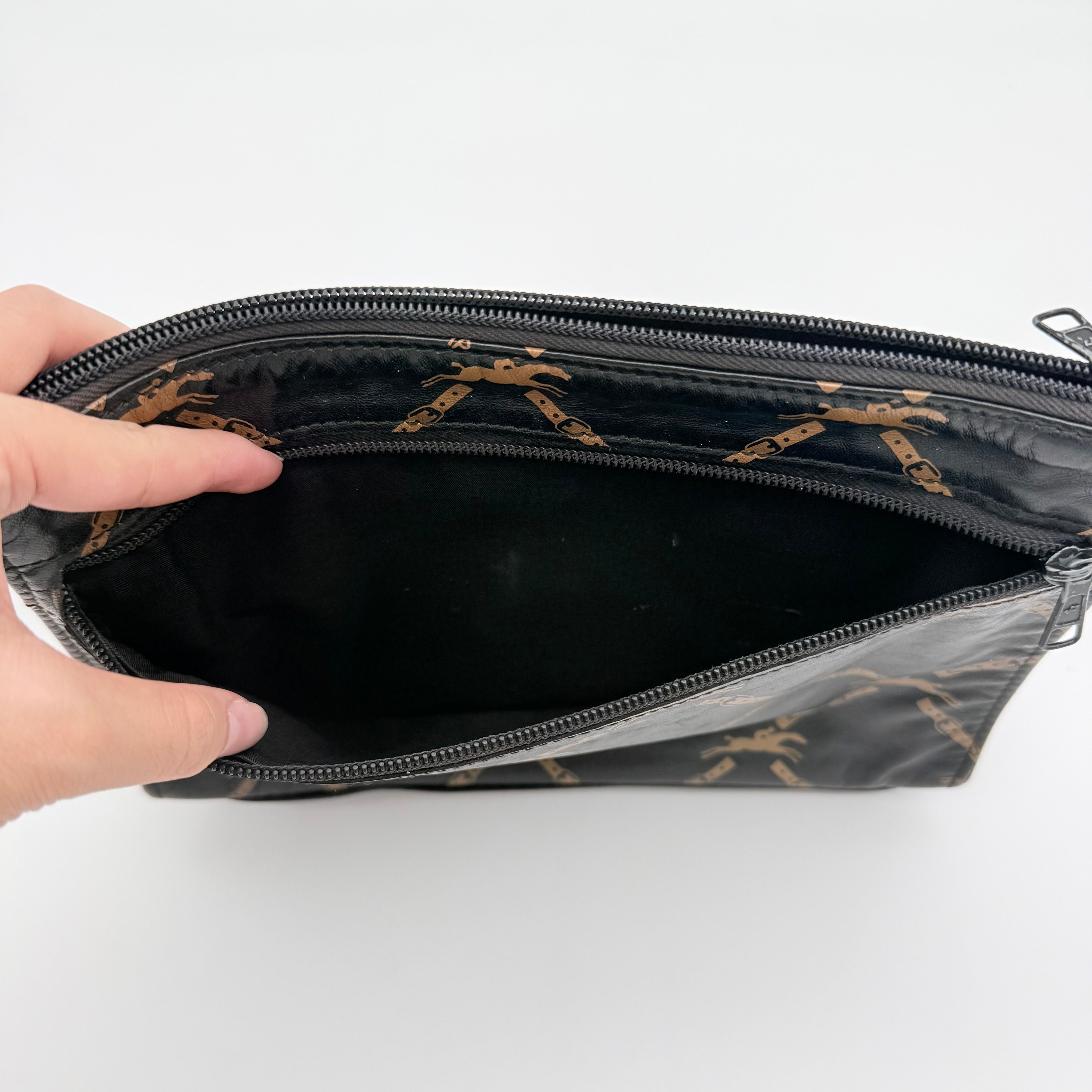 Longchamp Monogram Clutch Bag Black