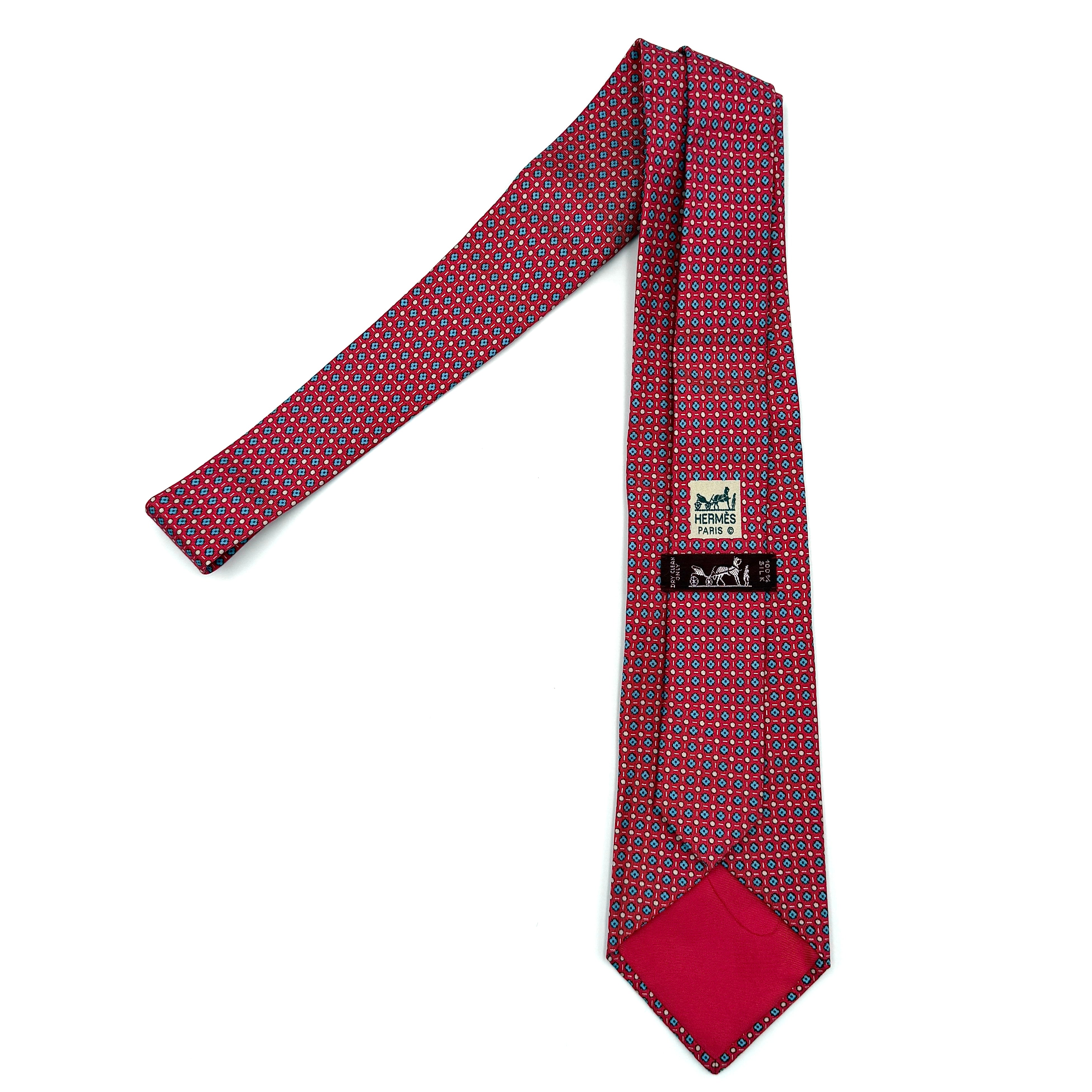 Hermès Geometric Silk Tie Red