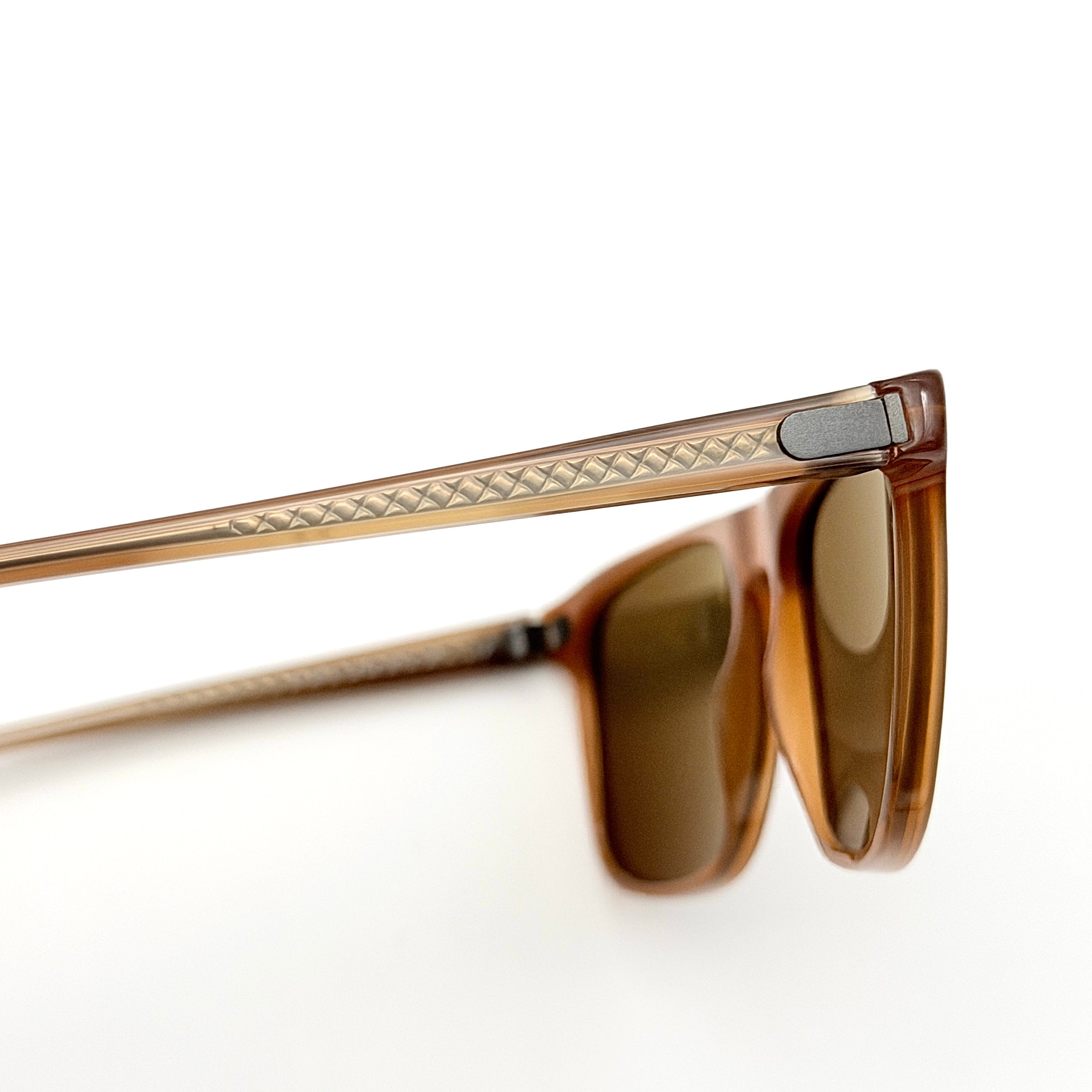 Bottega Veneta B.V. 249/S sunglasses in brown acetate, with brown lenses, intrecciato detail arms, shown with case and cloth