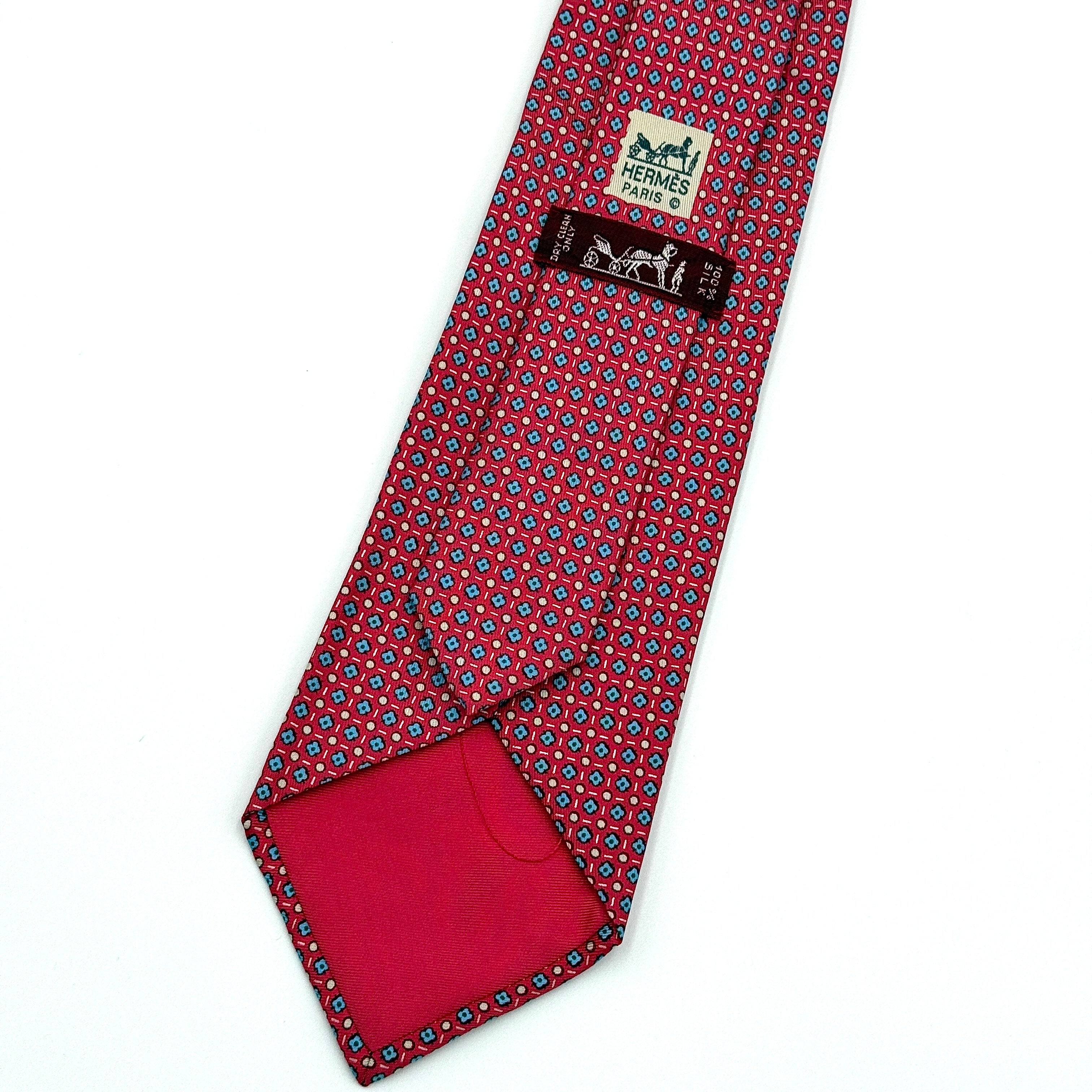 Hermès Geometric Silk Tie Red