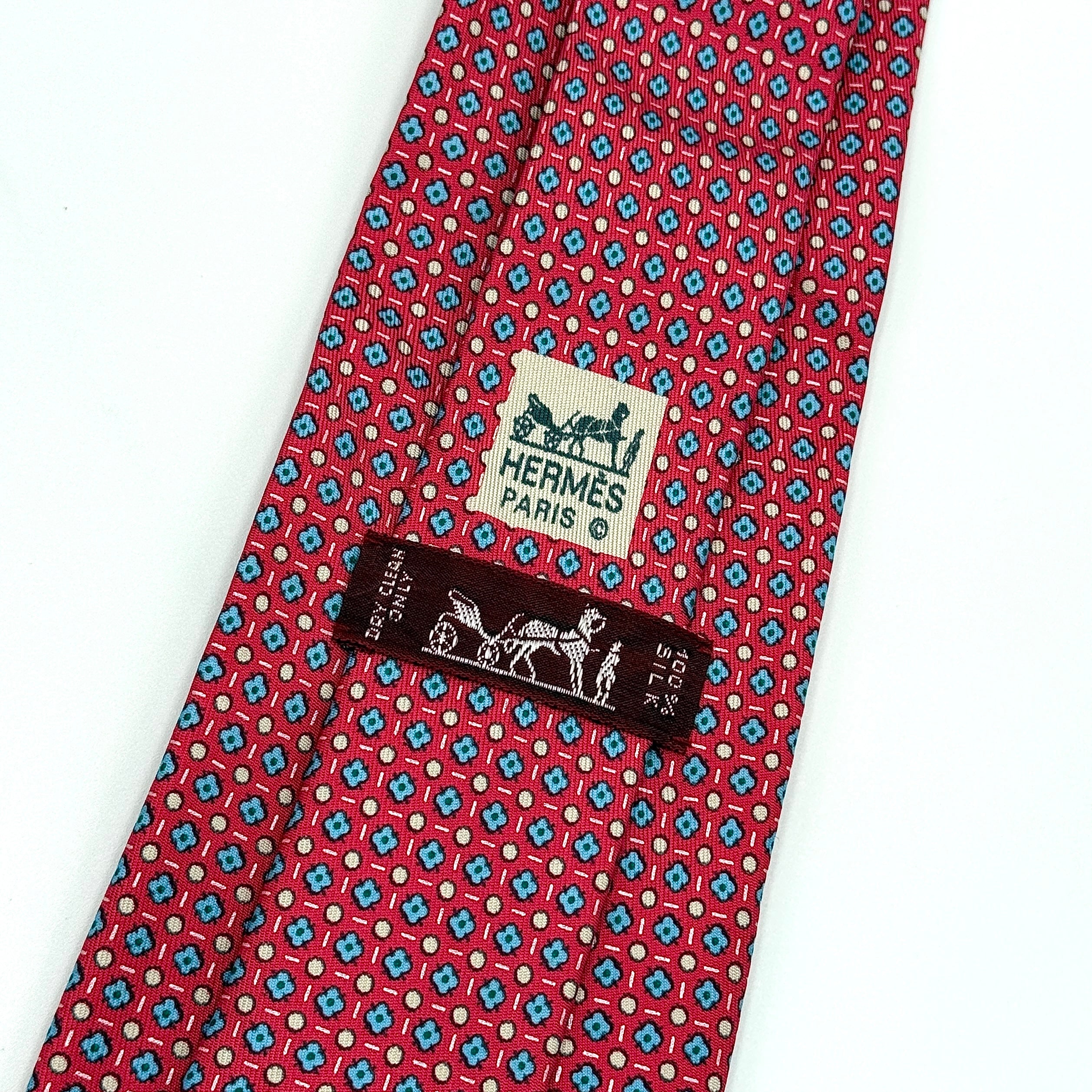 Hermès Geometric Silk Tie Red