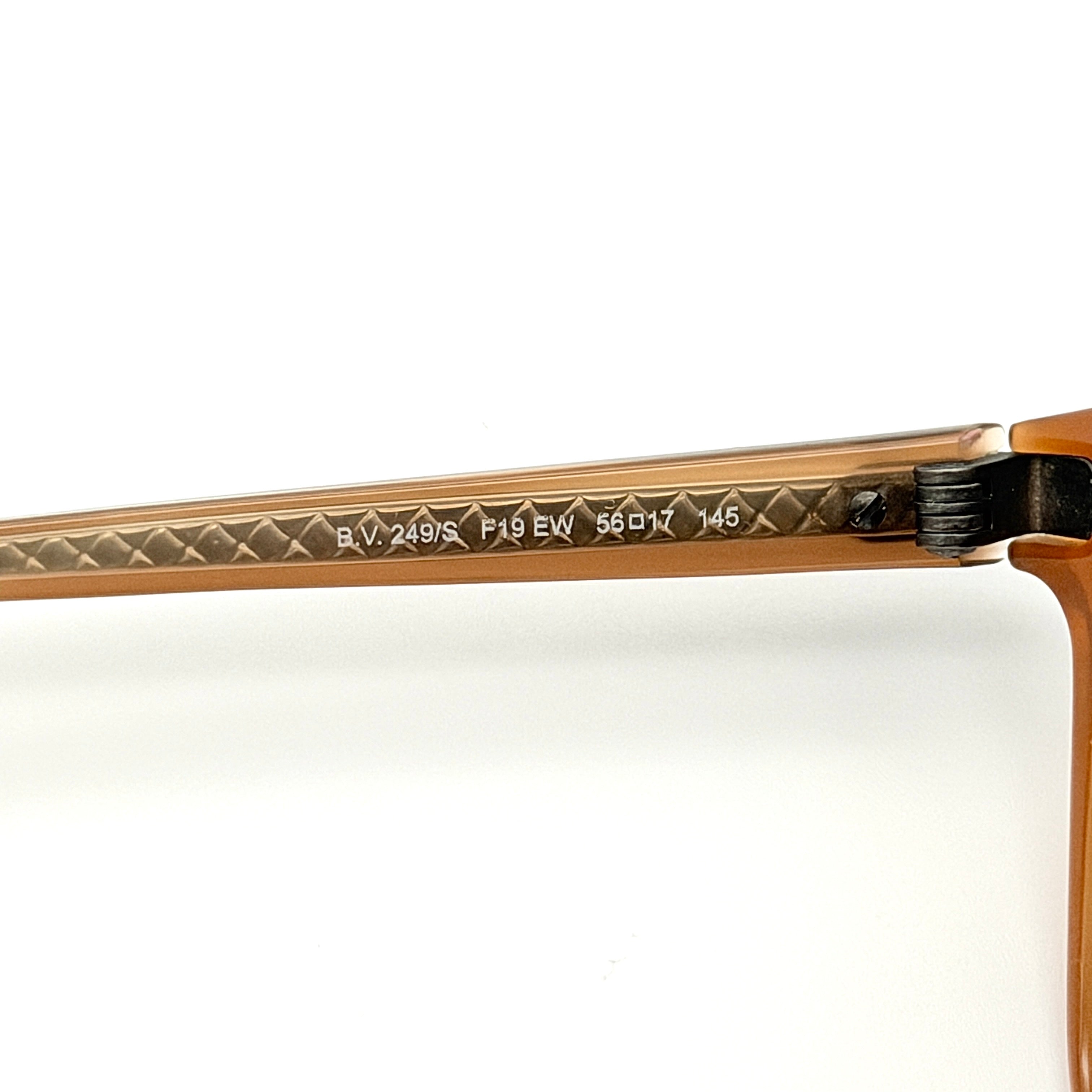 Bottega Veneta B.V. 249/S sunglasses in brown acetate, with brown lenses, intrecciato detail arms, shown with case and cloth