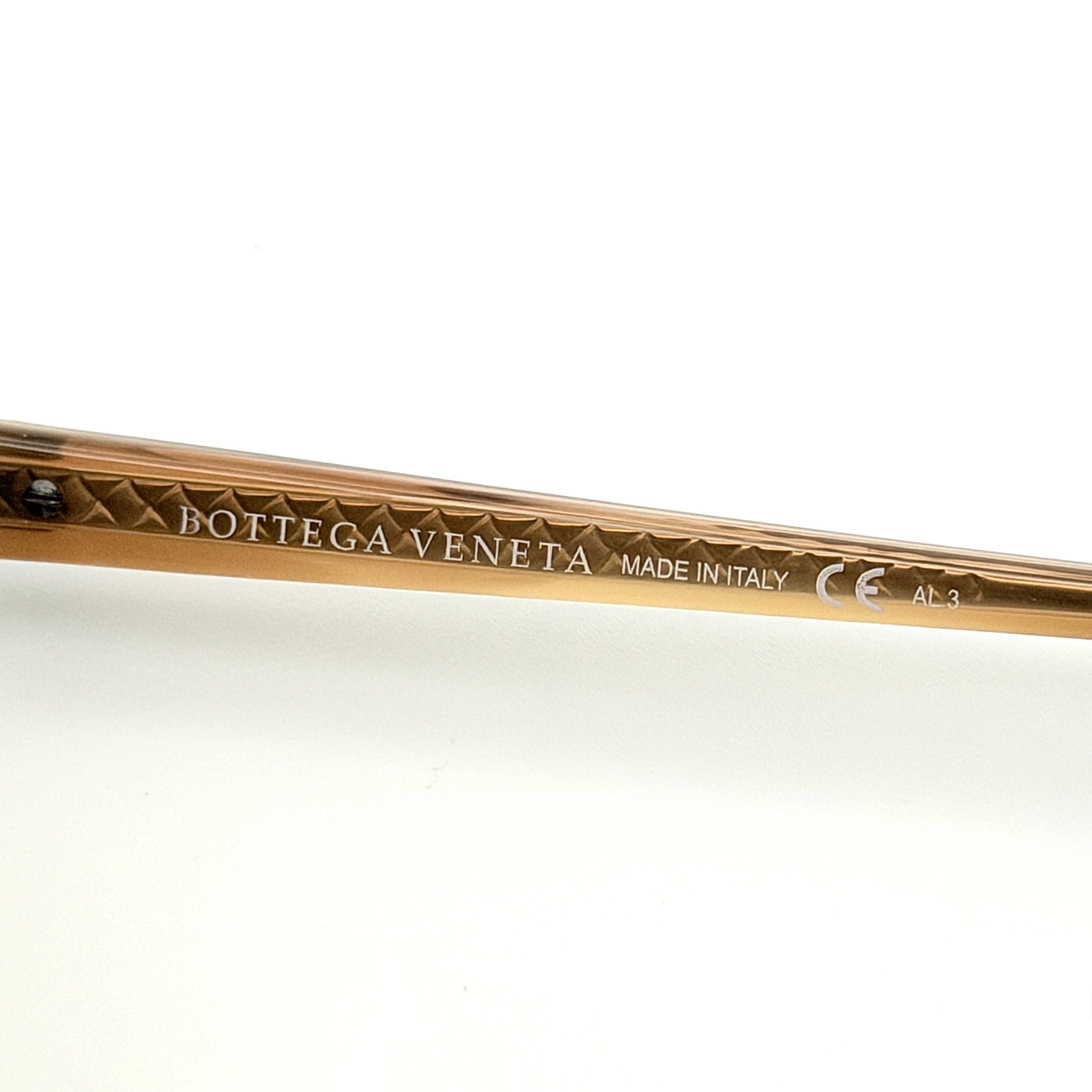 Bottega Veneta B.V. 249/S sunglasses in brown acetate, with brown lenses, intrecciato detail arms, shown with case and cloth