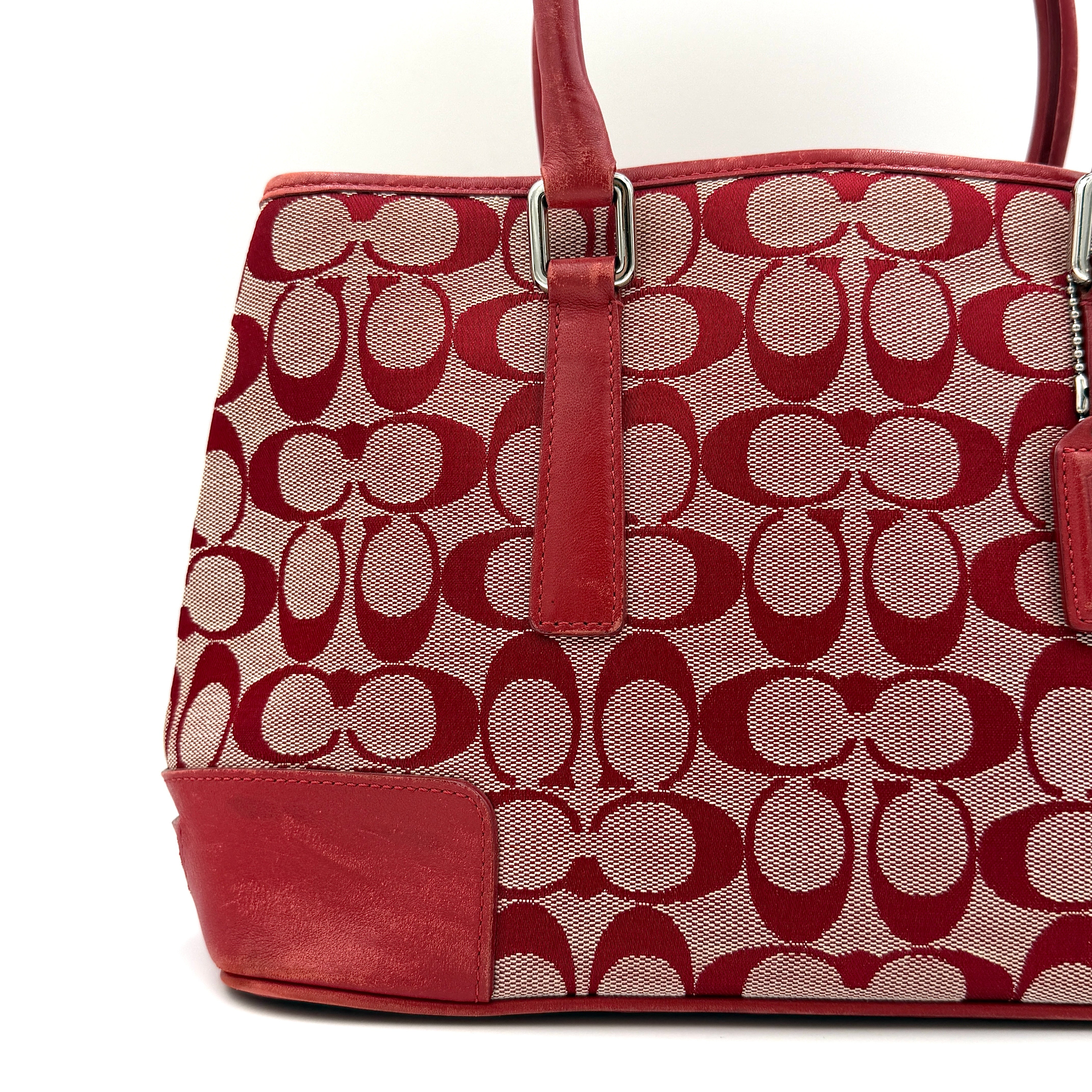 Coach Signature Canvas Handbag Red
