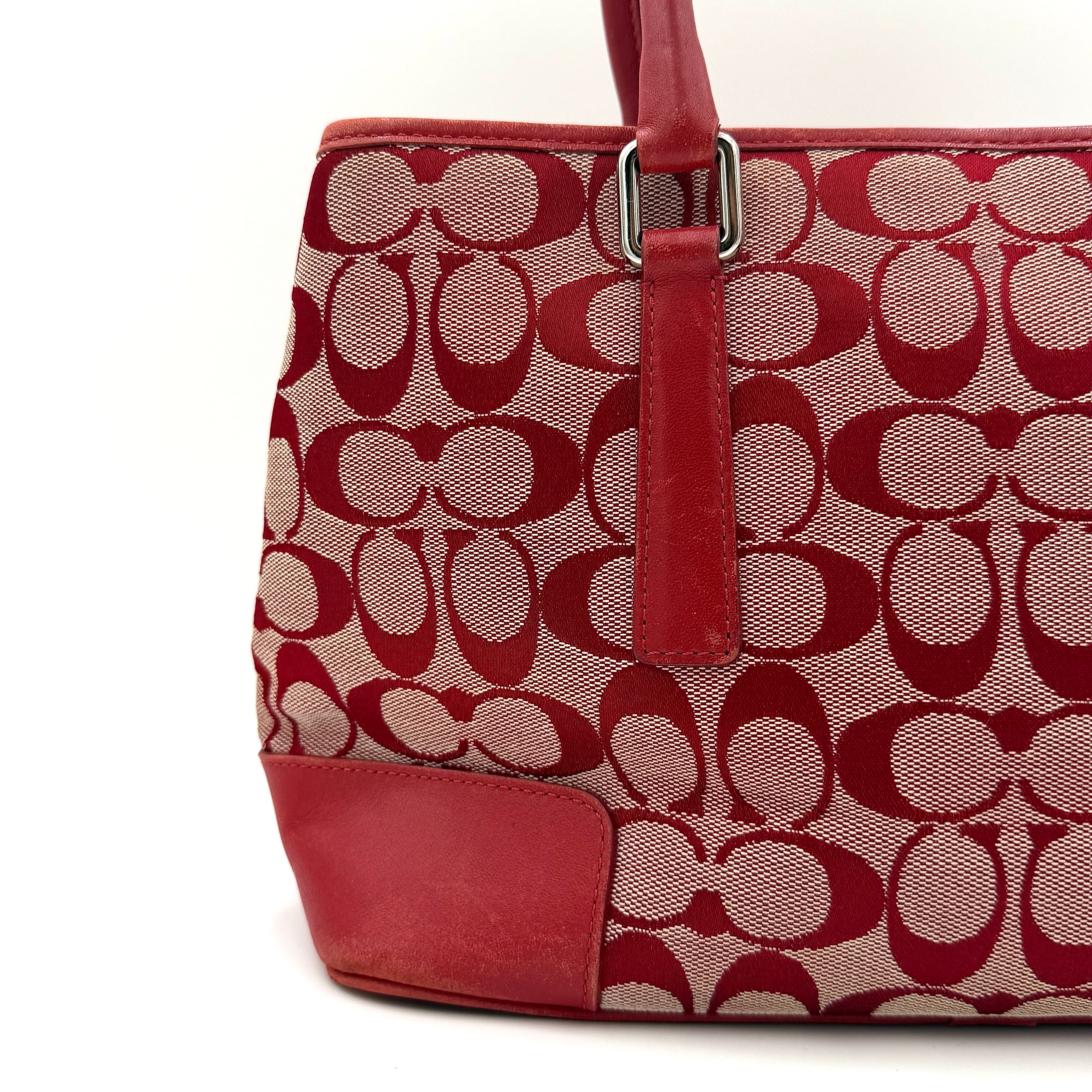 Coach Signature Canvas Handbag Red