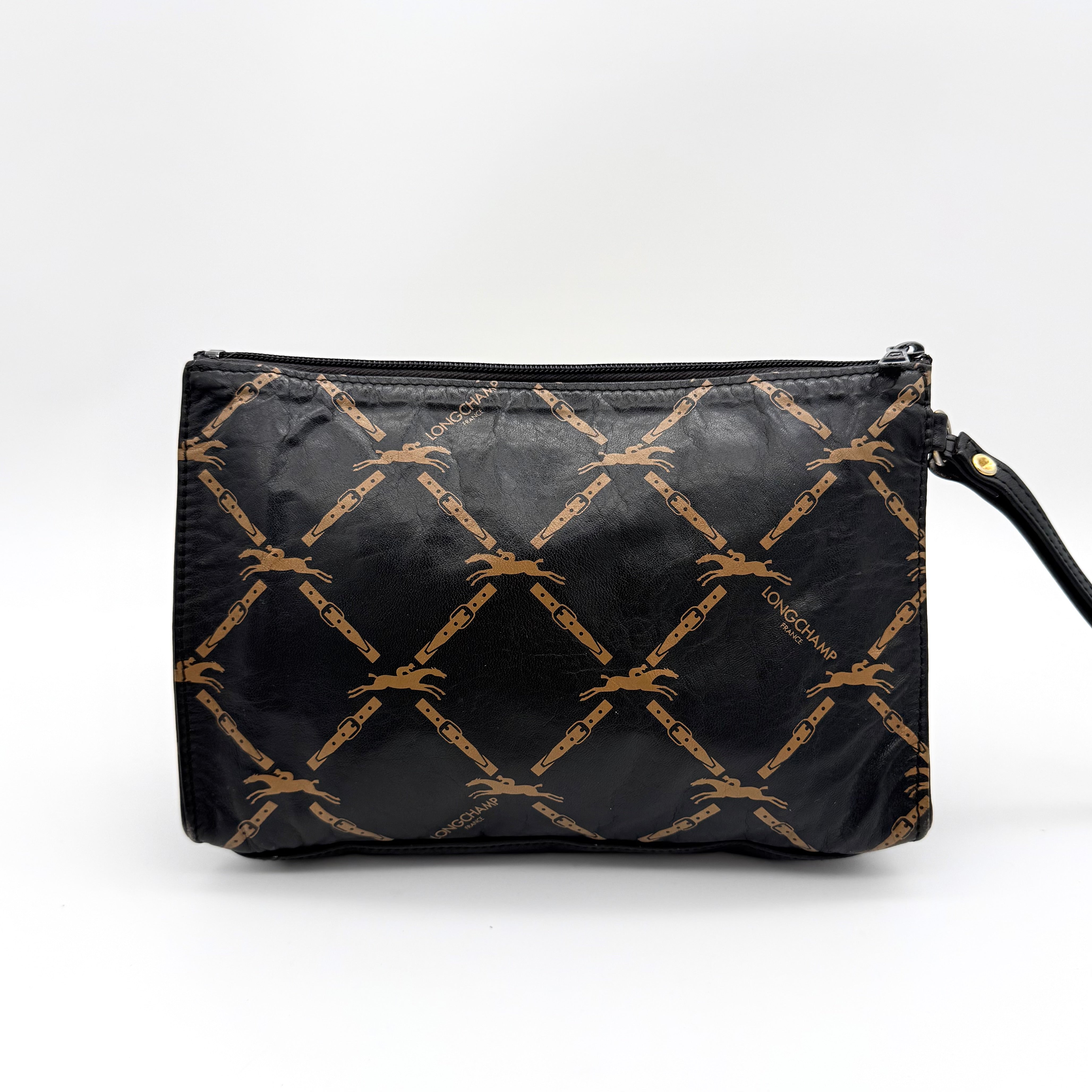 Longchamp Monogram Clutch Bag Black