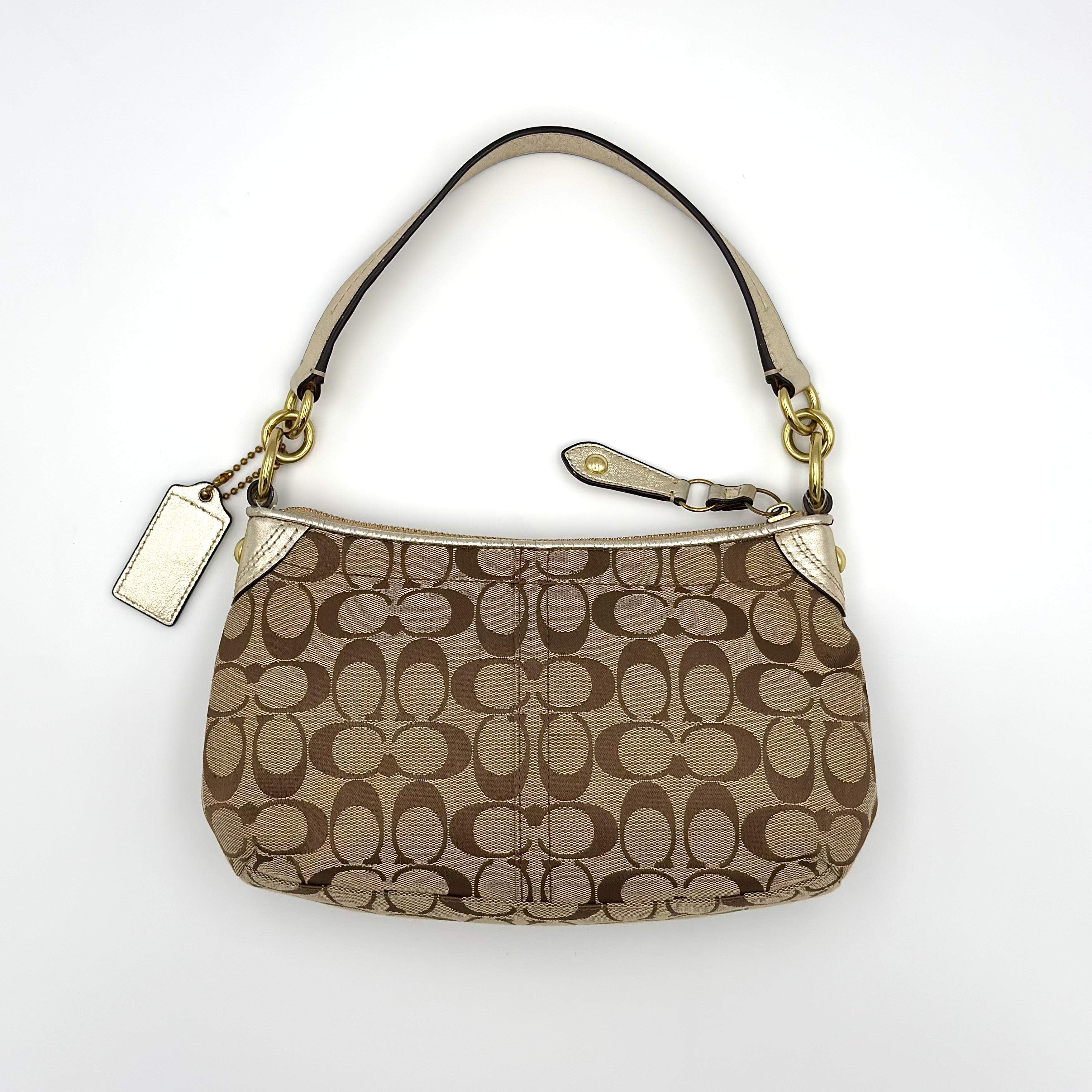 Coach 2Way Signature Floral Shoulder Bag Beige