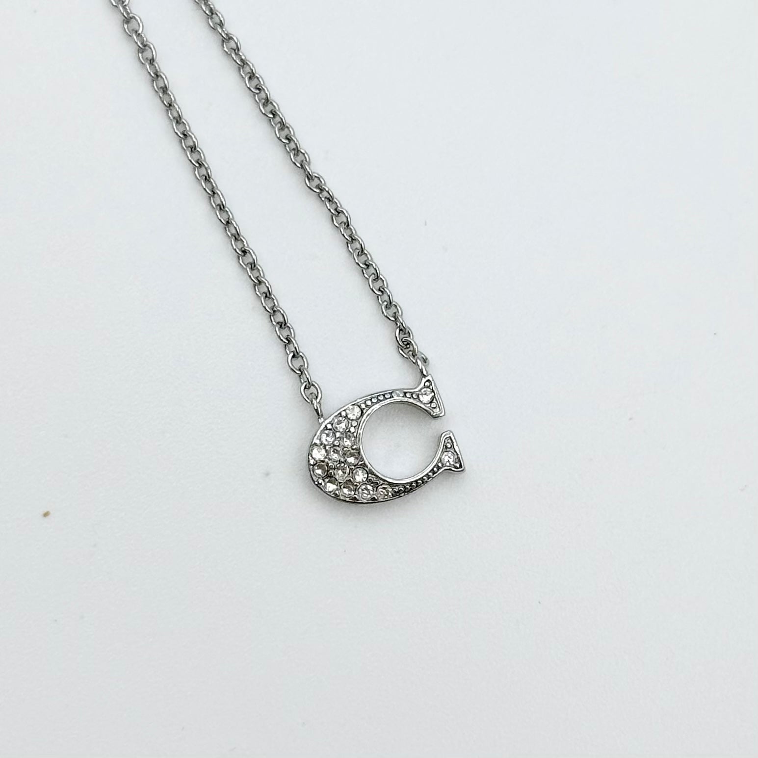 Coach Signature C Crystal Necklace Silver