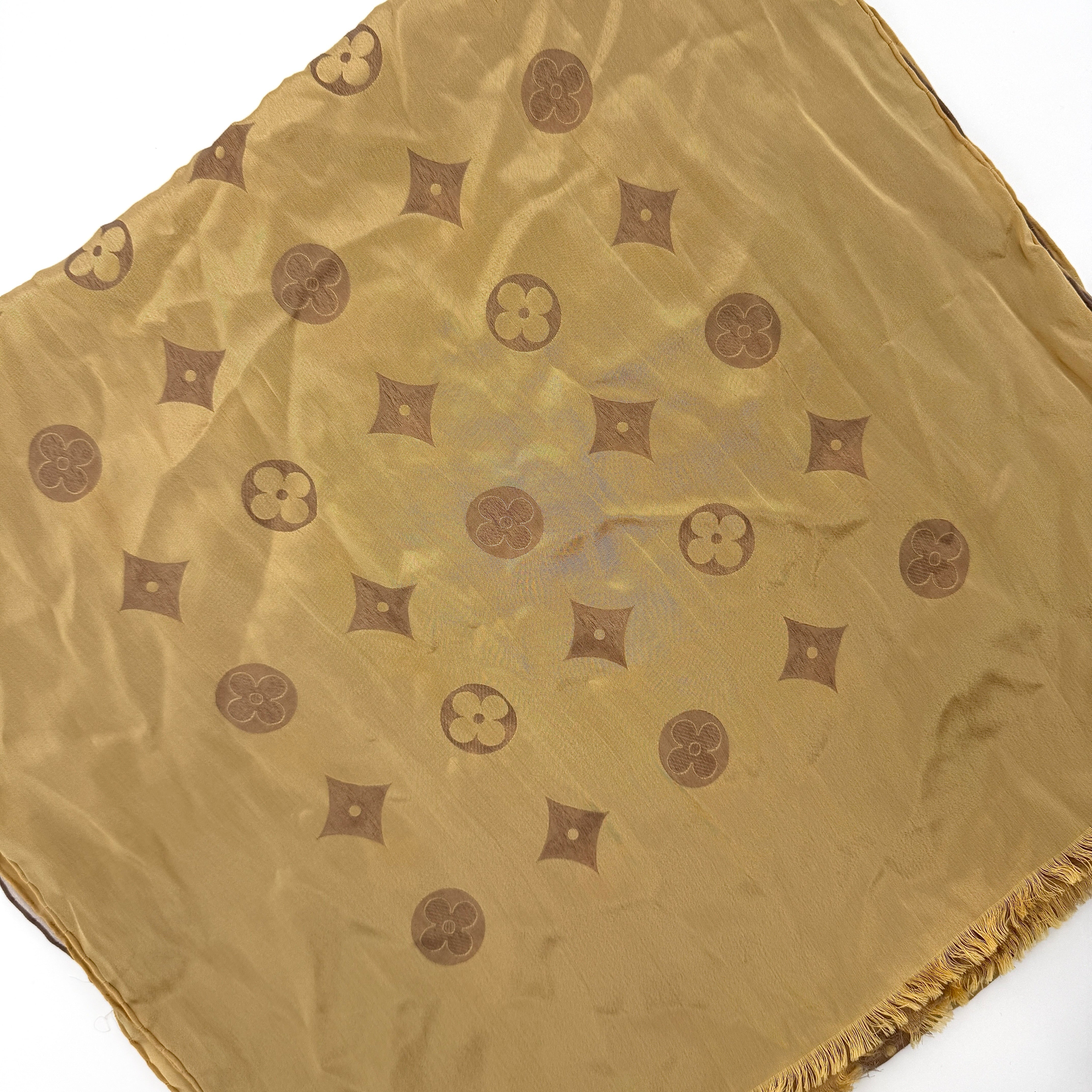 Louis Vuitton Monogram Silk/Acetate Chiffon Scarf Brown/Beige