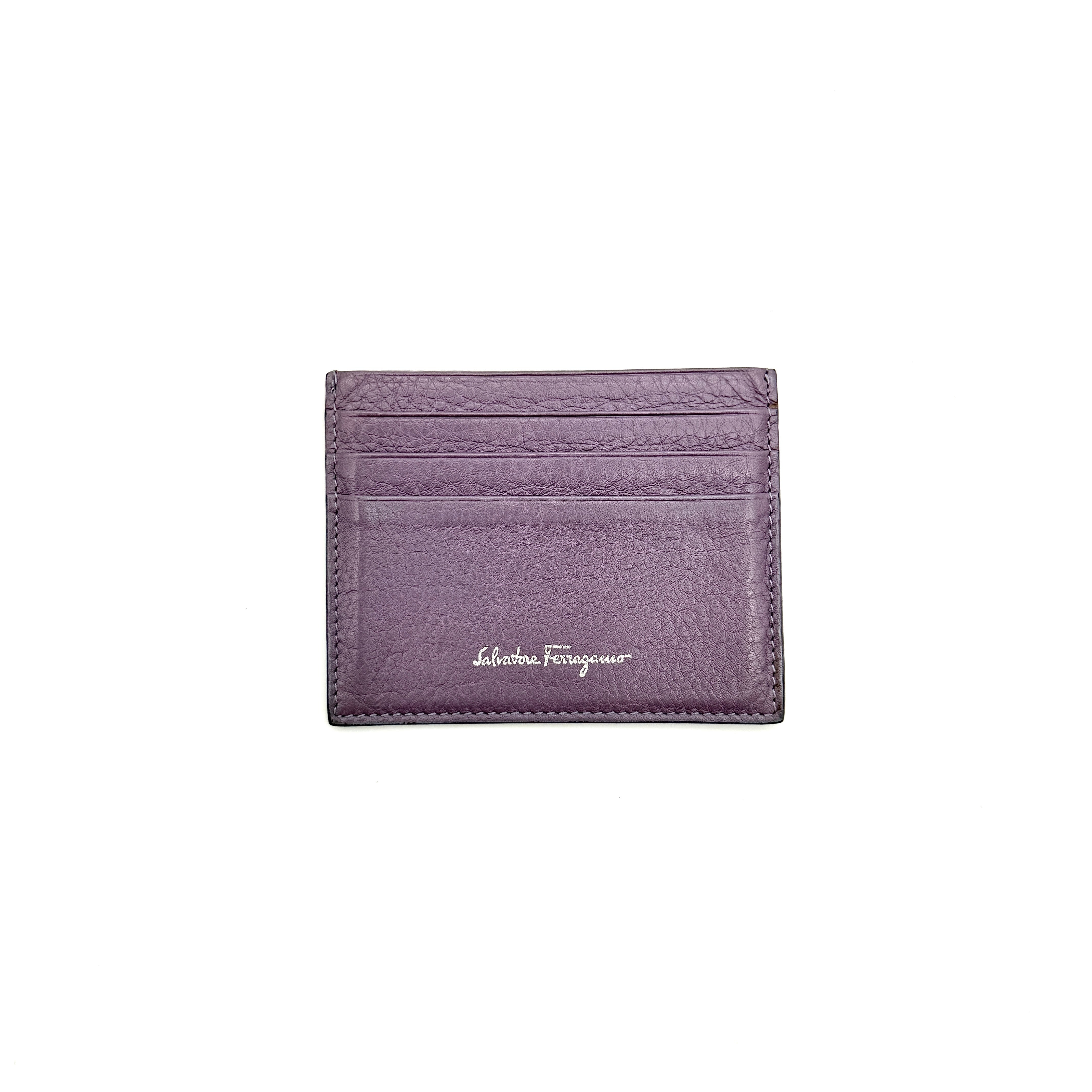 Salvatore Ferragamo Leather Card Holder Purple