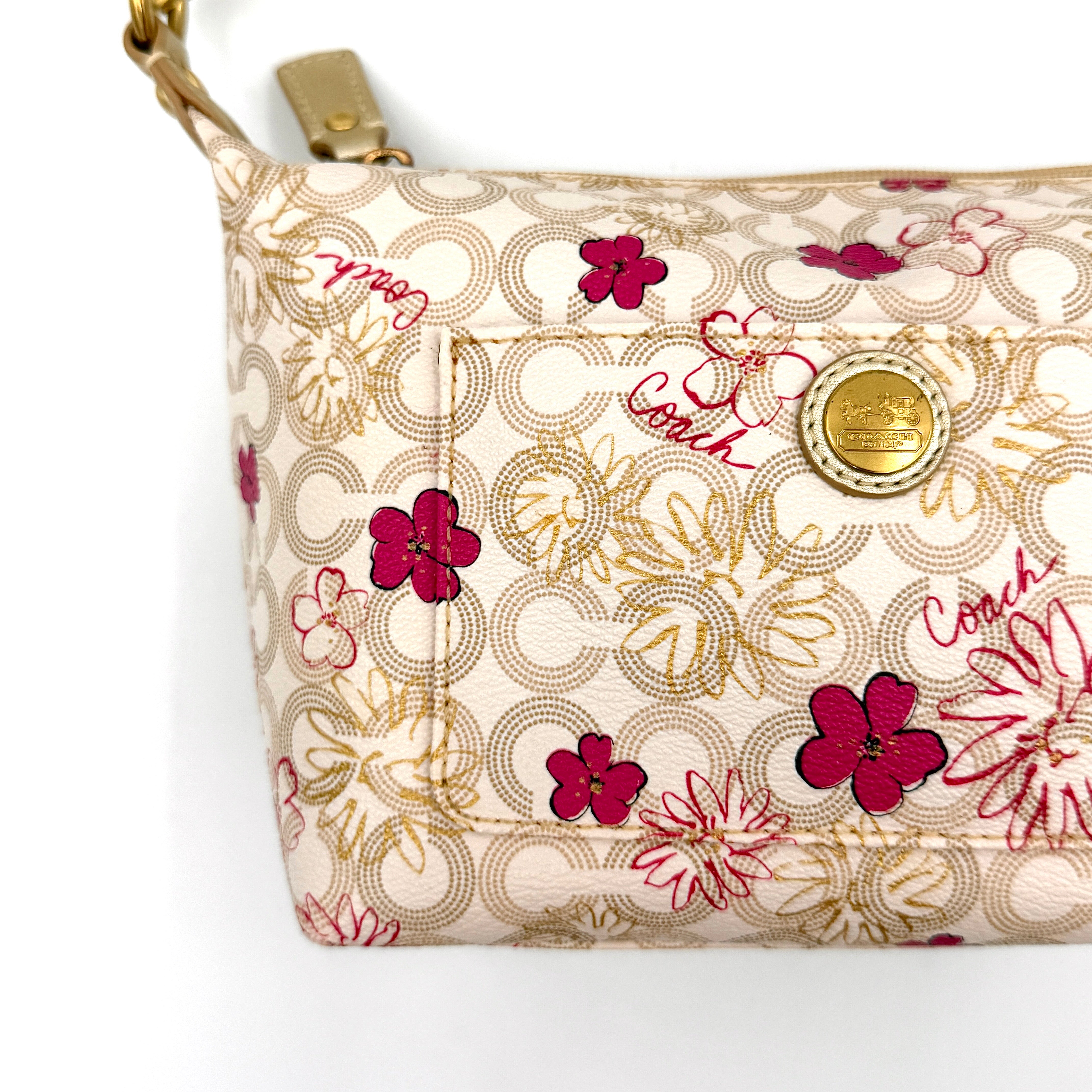 Coach Waverley Floral Mini Hobo Shoulder Bag Pink/Cream