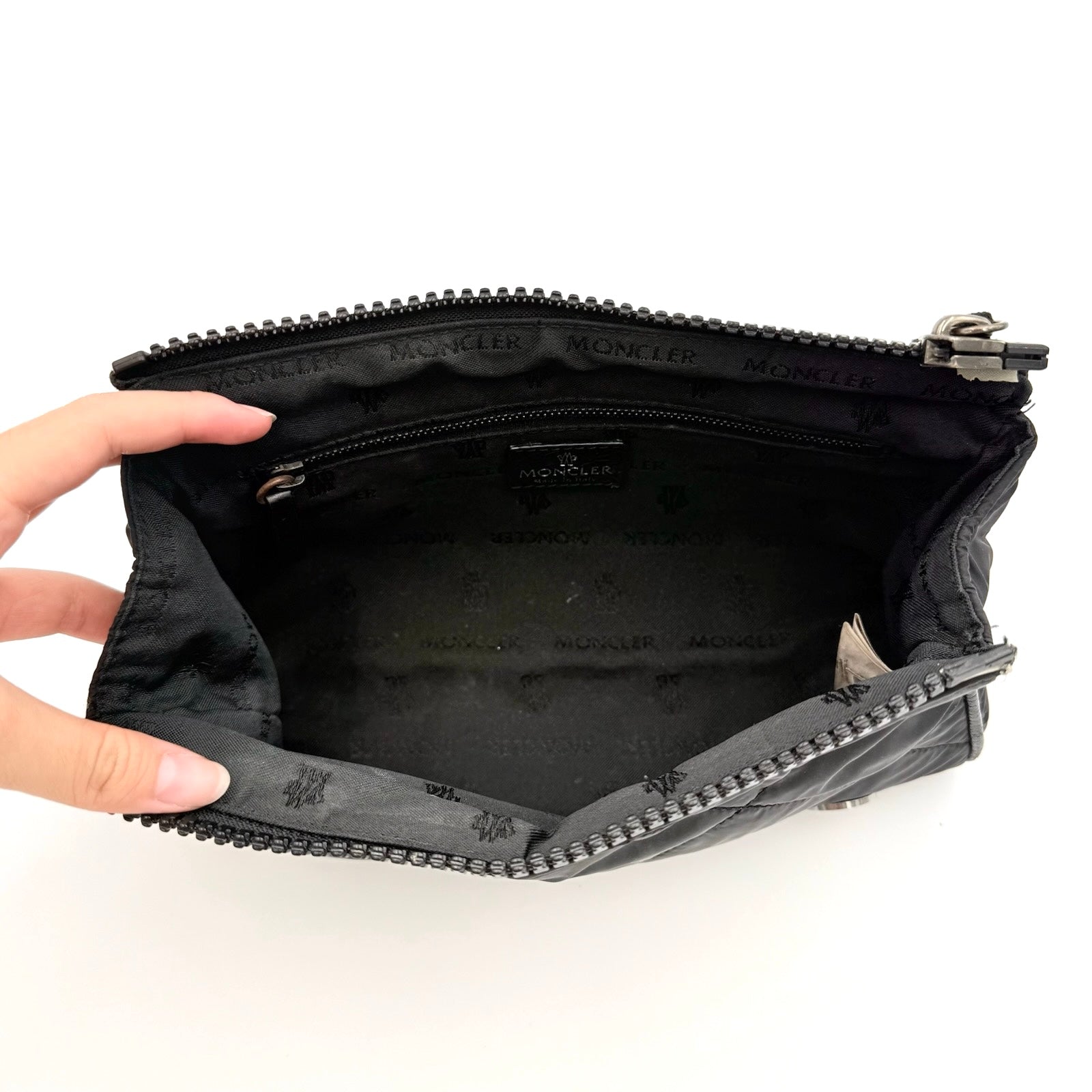 Moncler Quilted Nylon Pouch Black