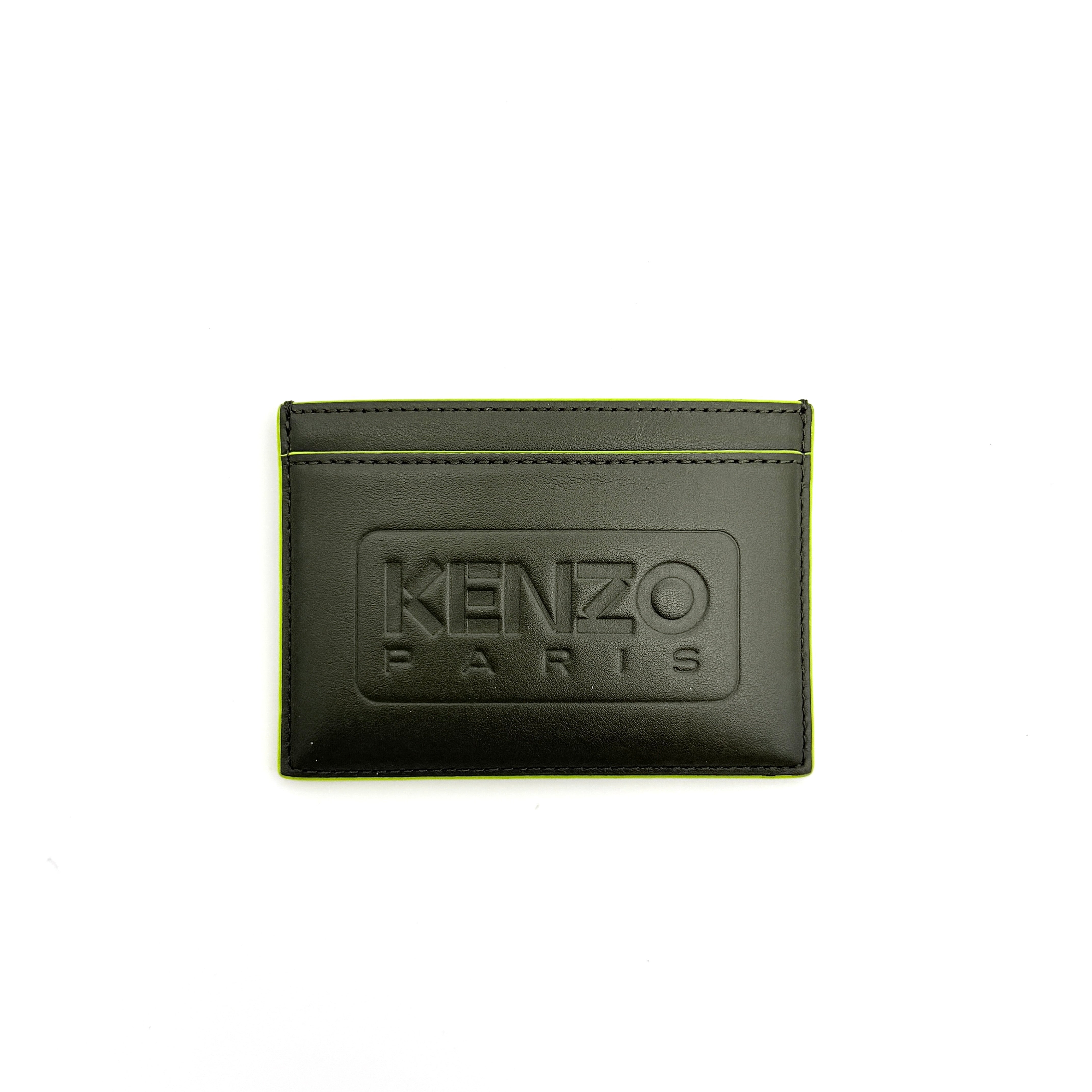 Kenzo Paris Embossed Leather Card Holder Green