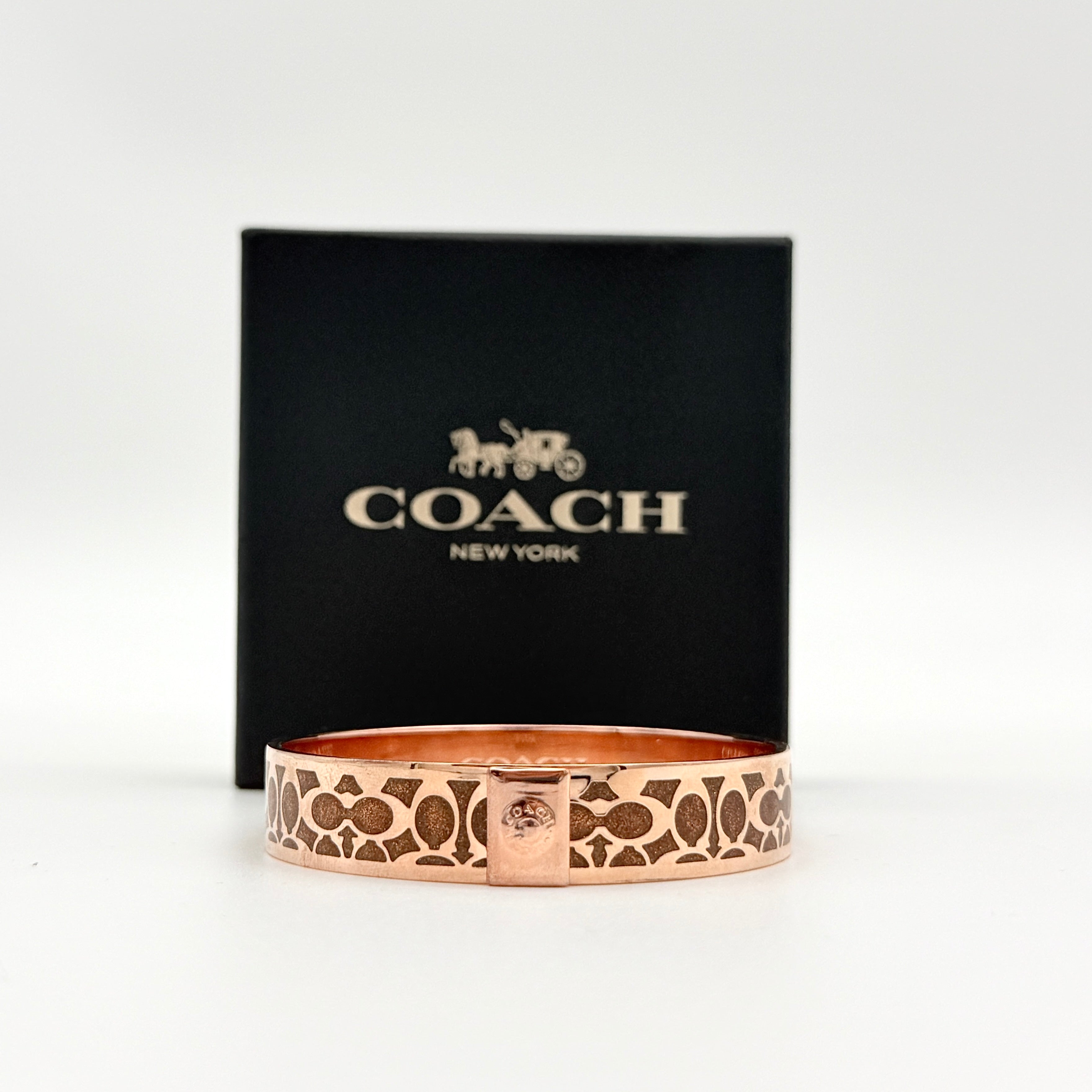 Coach Signature Enamel Bangle Bracelet Rose Gold