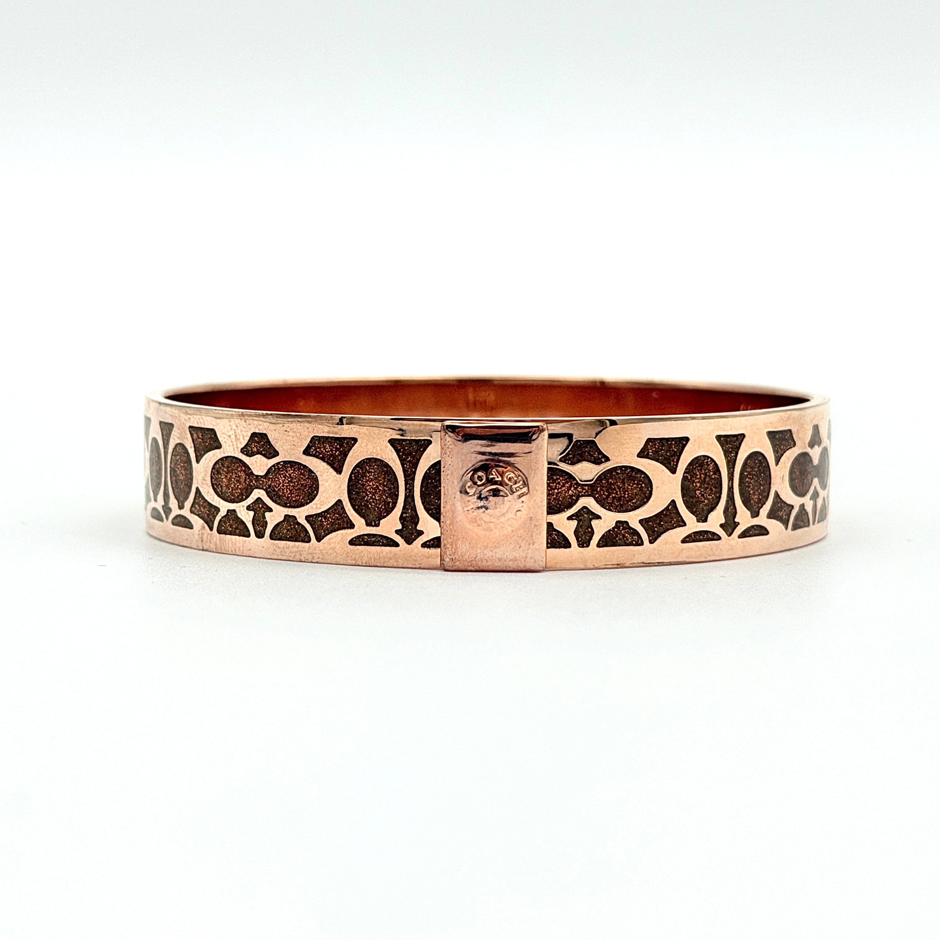 Coach Signature Enamel Bangle Bracelet Rose Gold