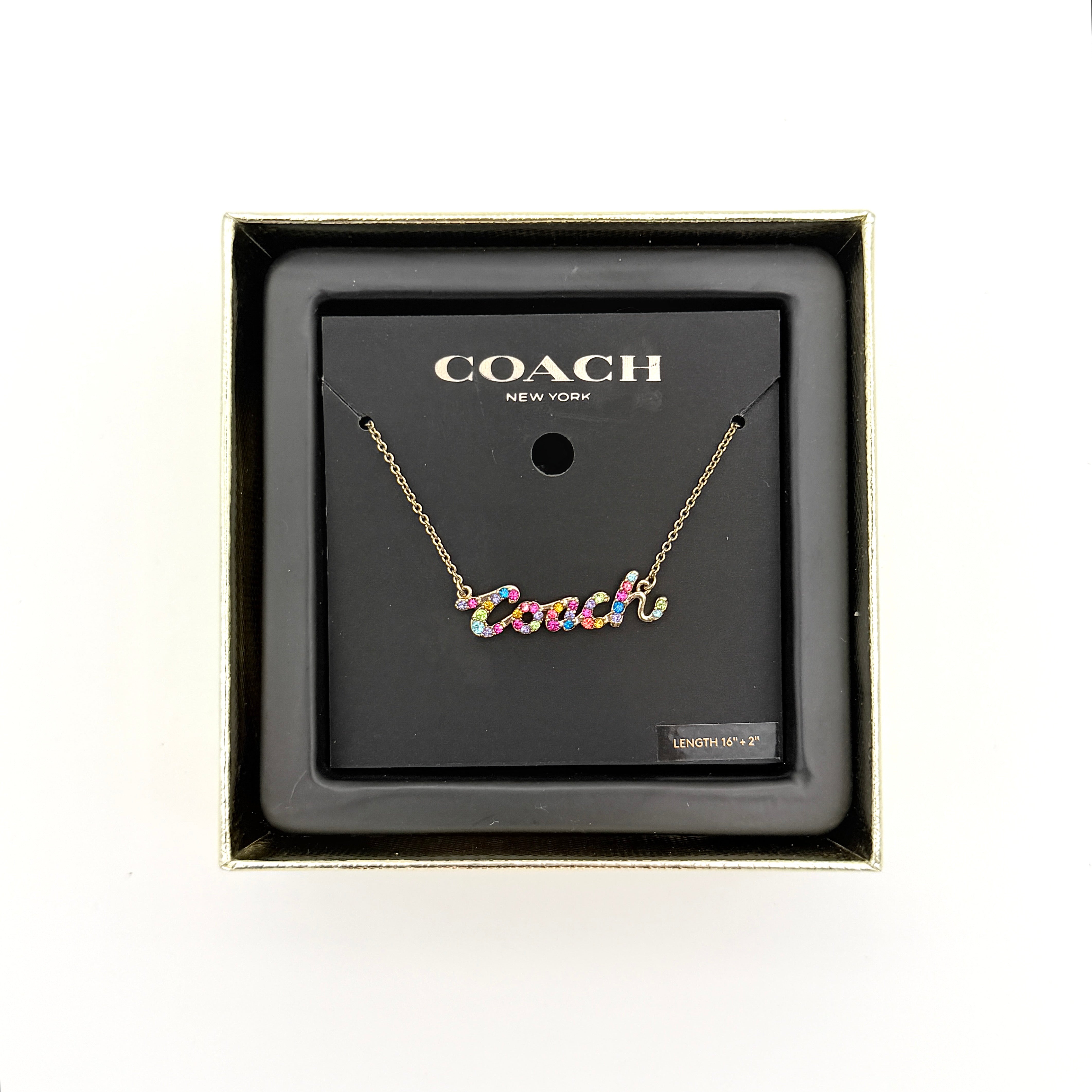 Coach Signature Script Rainbow Necklace Multicolor
