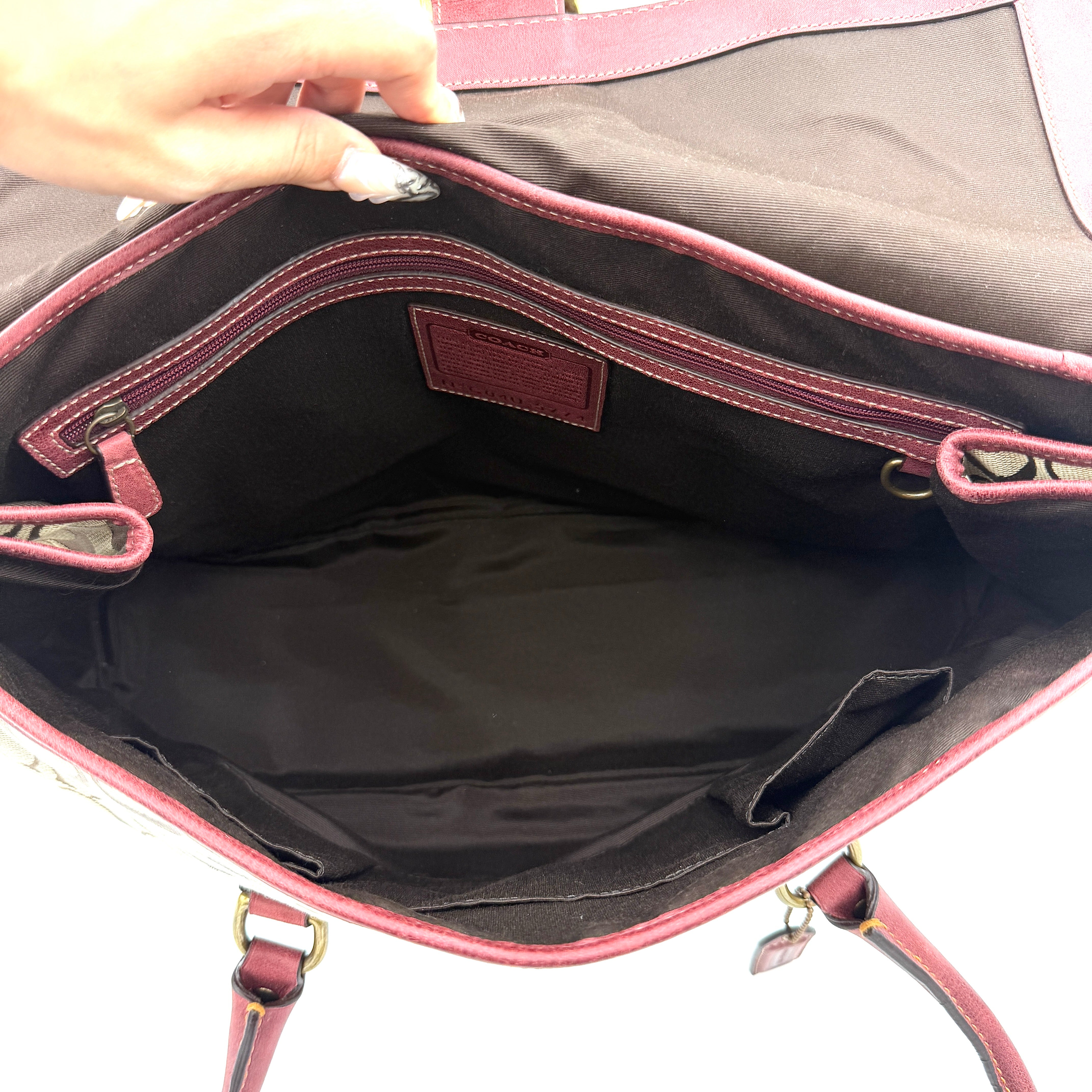 Coach Y2K Signature Soho Flap Shoulder Bag Burgundy/Beige