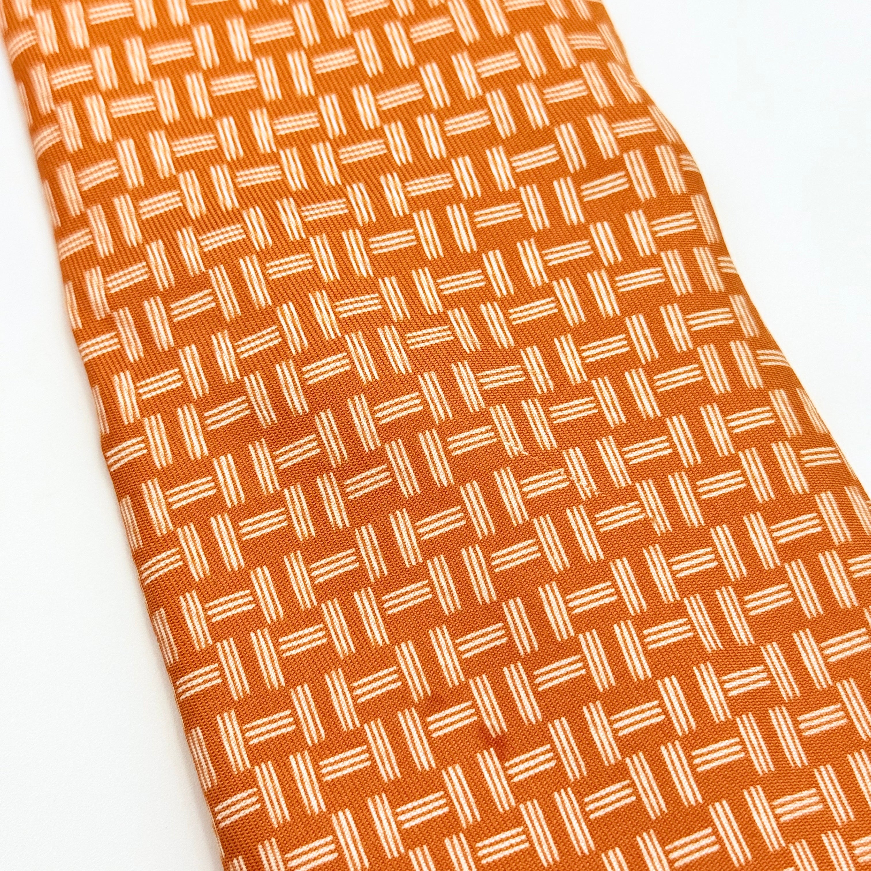 Hermès H Monogram Silk Tie Orange