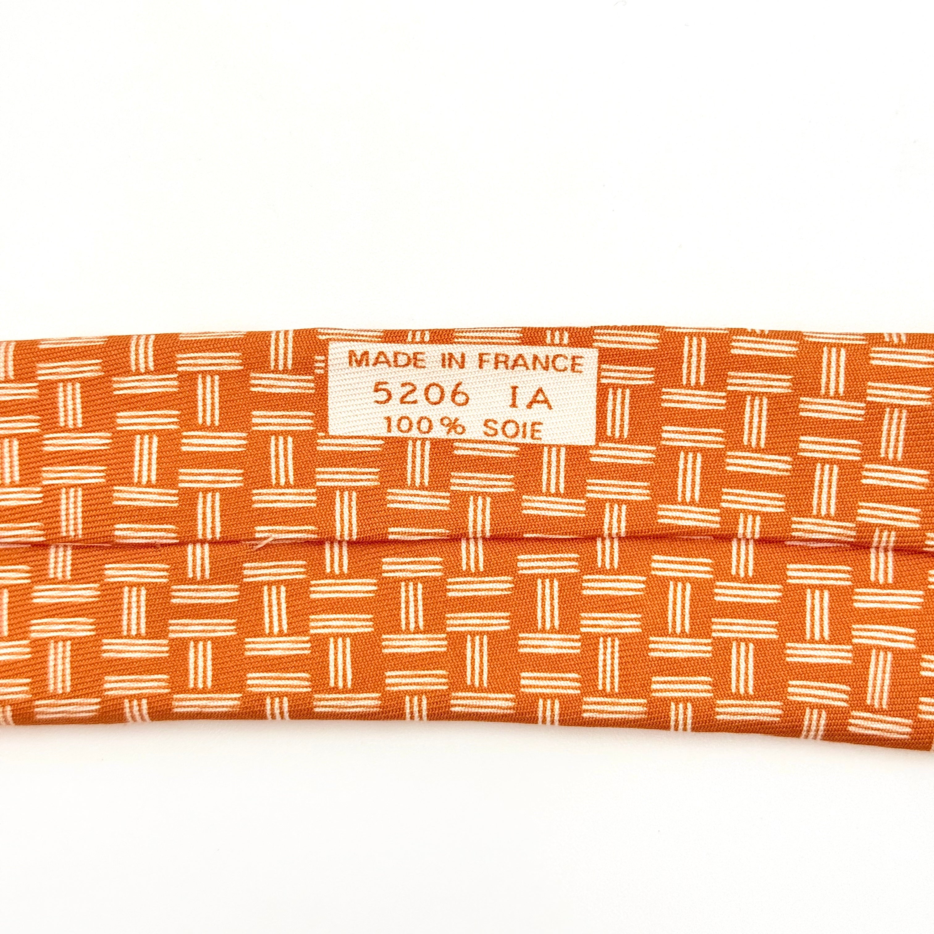 Hermès H Monogram Silk Tie Orange