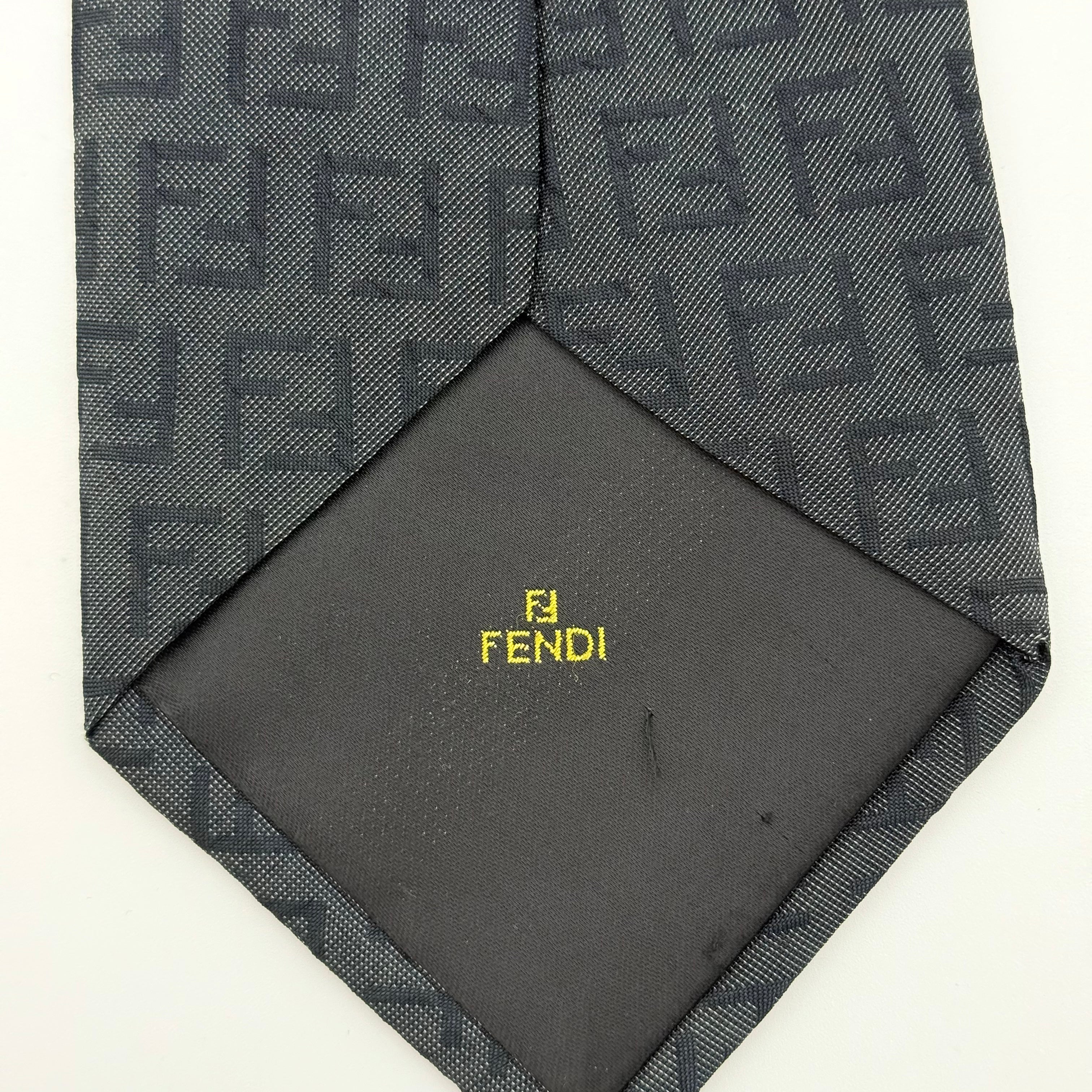 Fendi FF Monogram Silk Tie Grey/Black