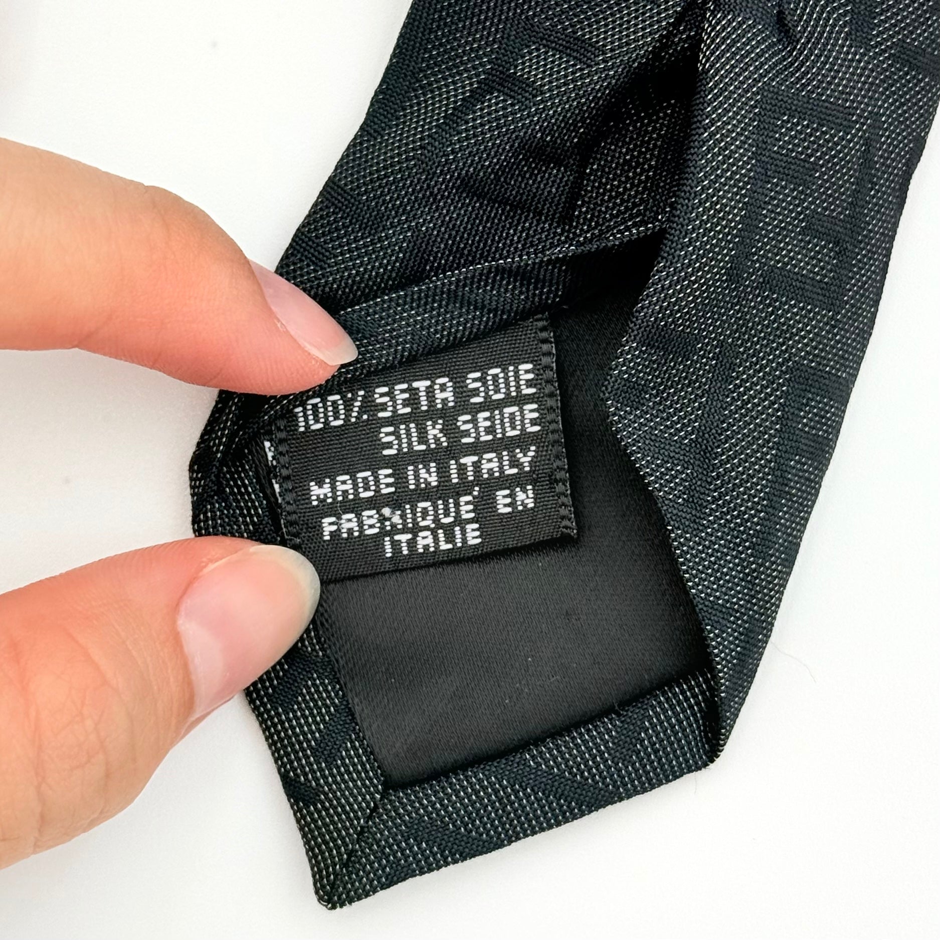 Fendi FF Monogram Silk Tie Grey/Black