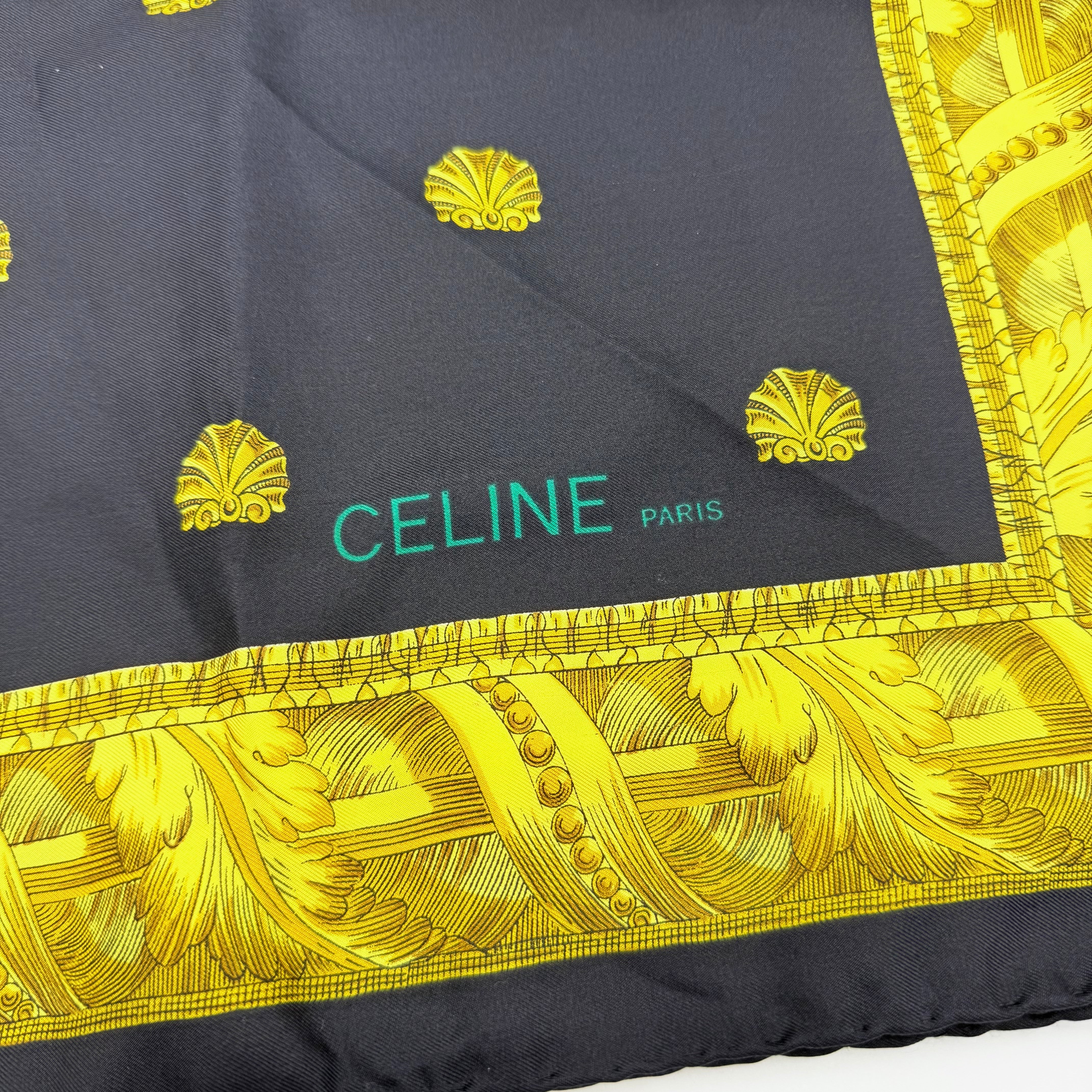 Celine Roman Silk Scarf Black/Gold