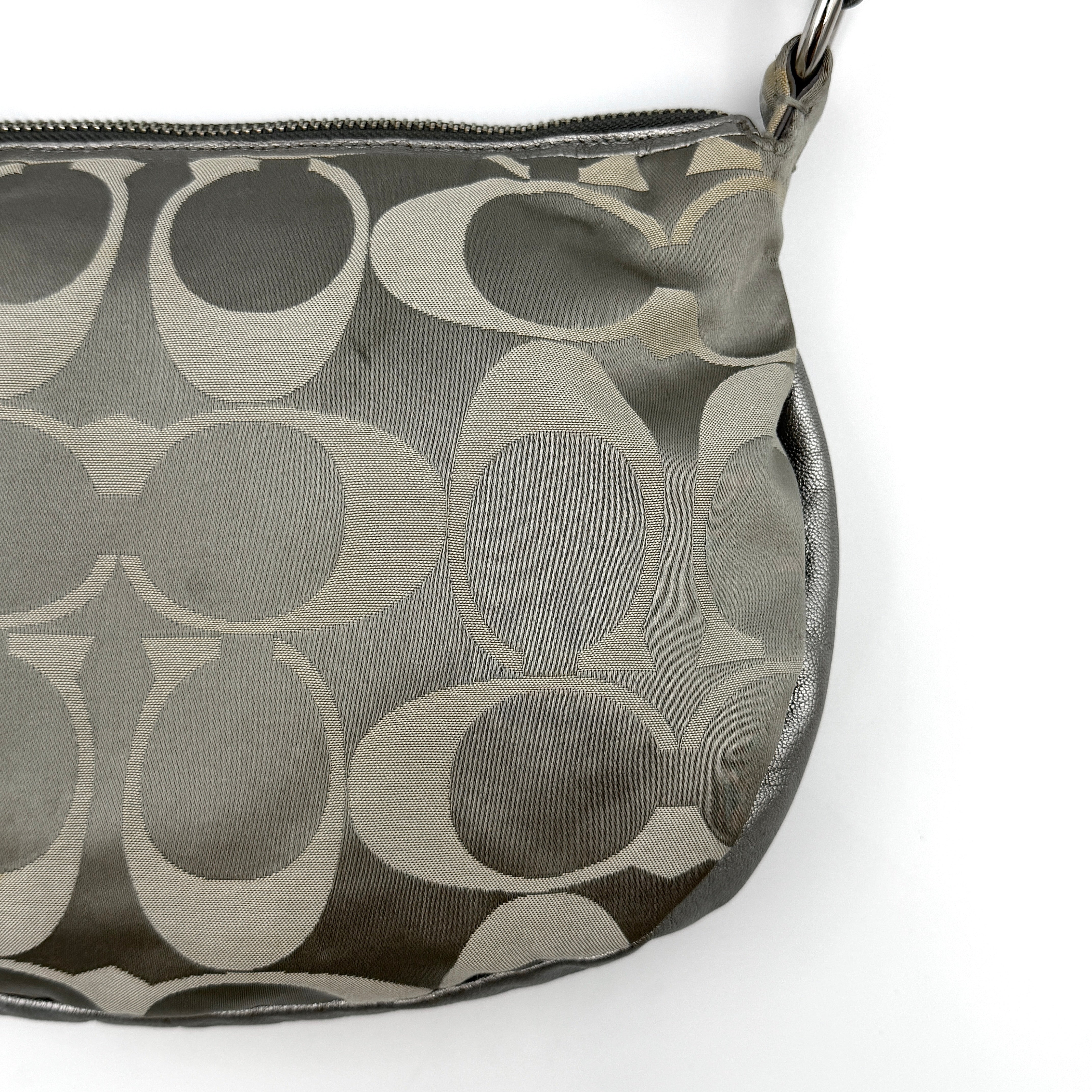 Coach Y2K Signature Hobo Shoulder Bag Silver