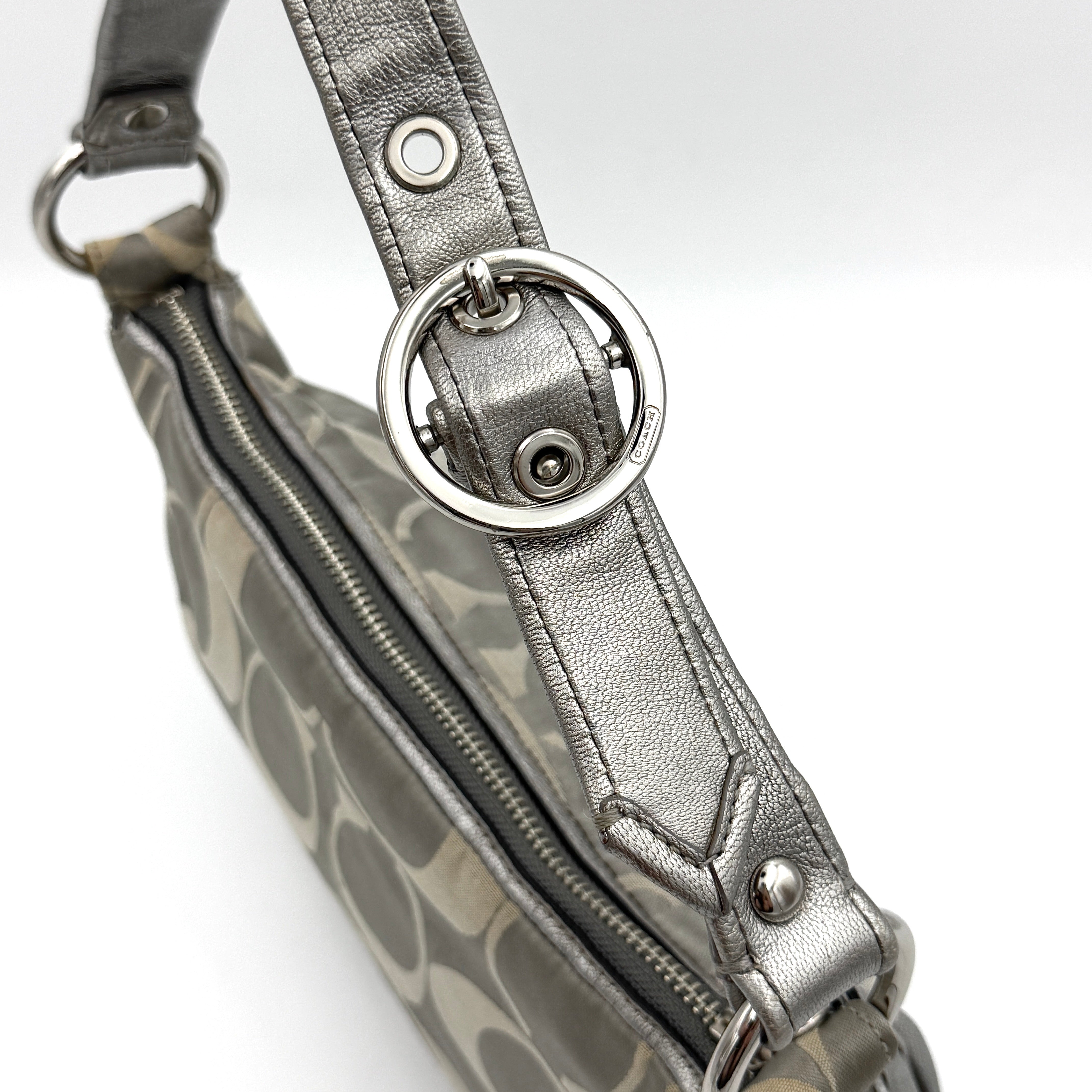 Coach Y2K Signature Hobo Shoulder Bag Silver