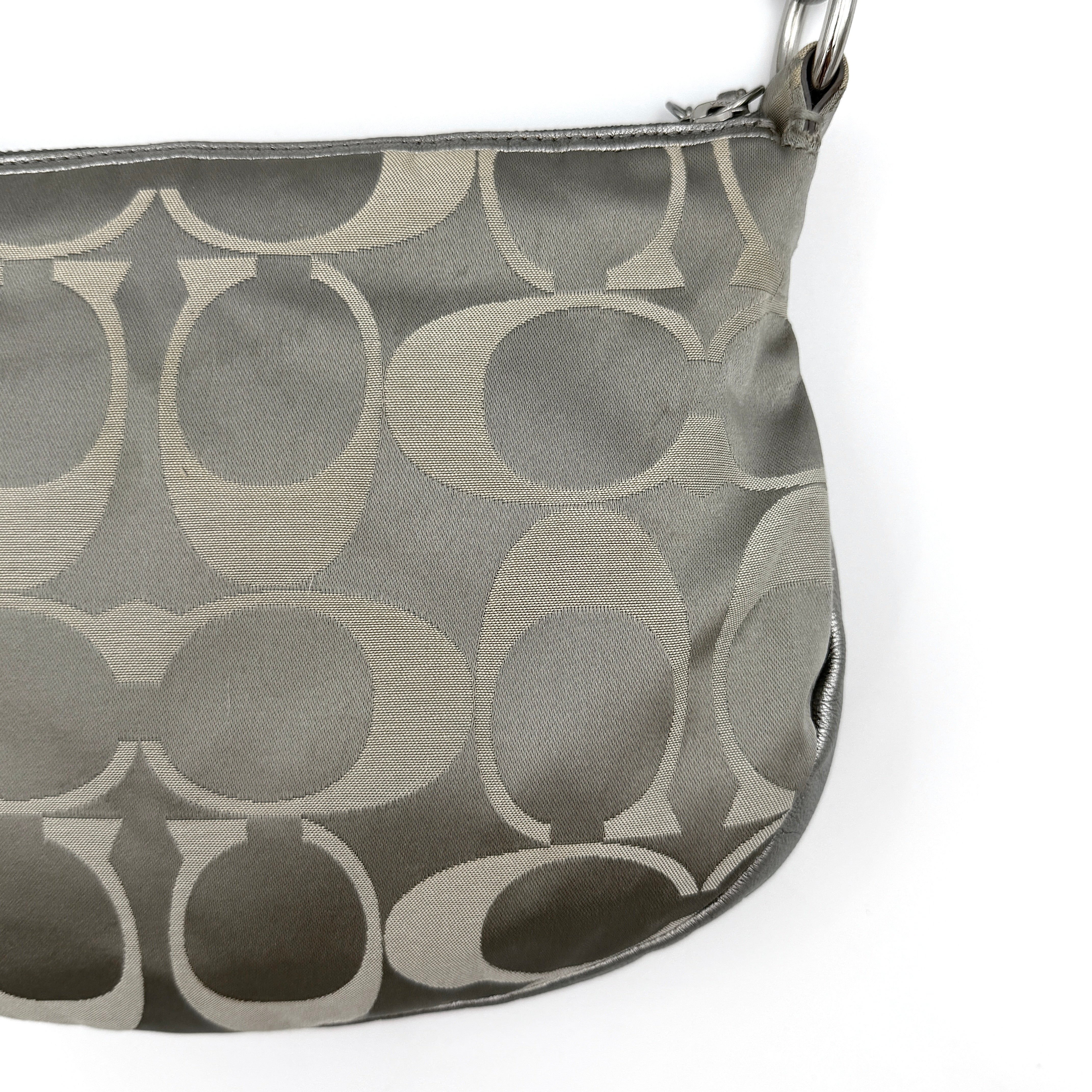 Coach Y2K Signature Hobo Shoulder Bag Silver