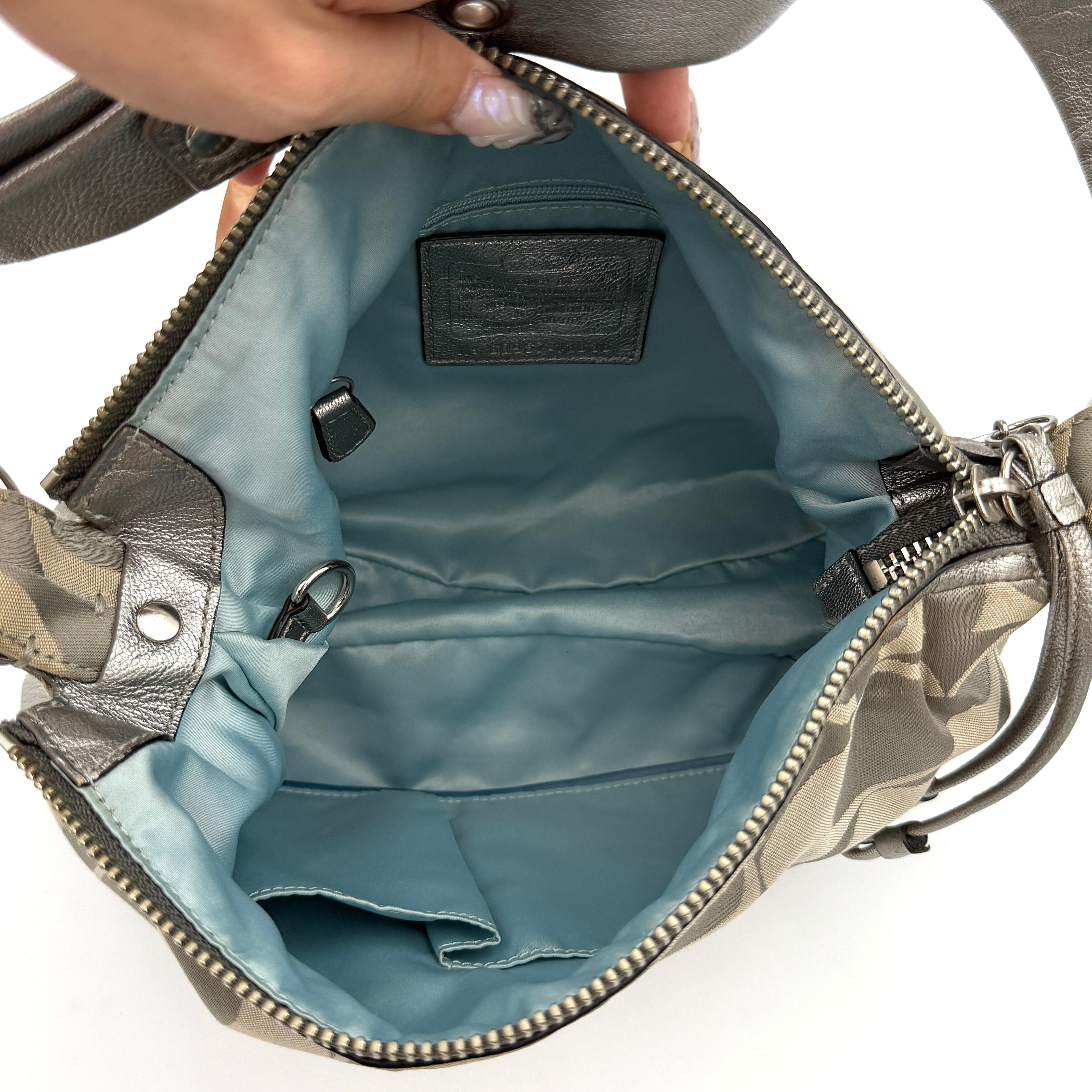 Coach Y2K Signature Hobo Shoulder Bag Silver