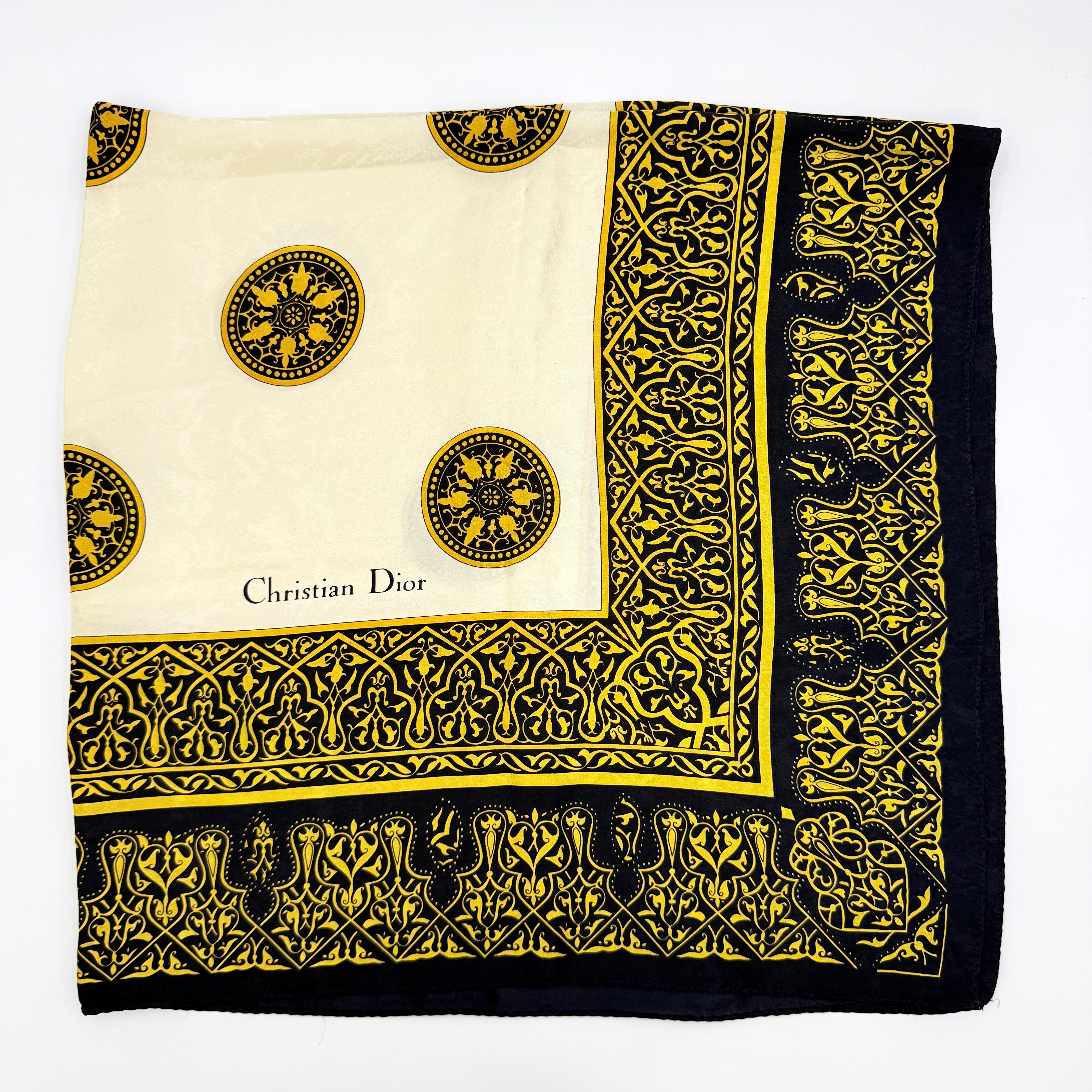 Christian Dior Medallion Silk Scarf Gold