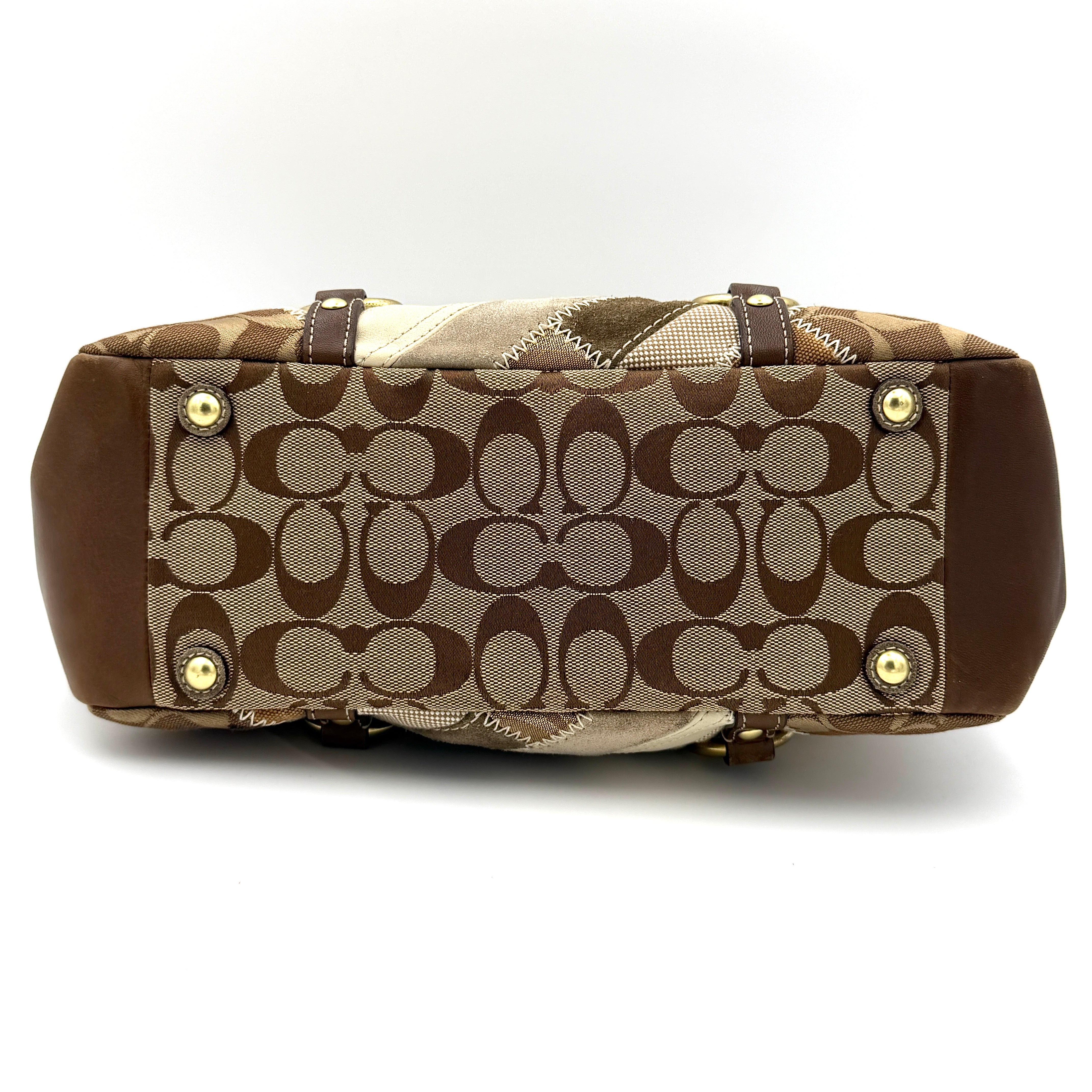 Coach Y2K Signature Patchwork Tote Bag Brown Multicolor