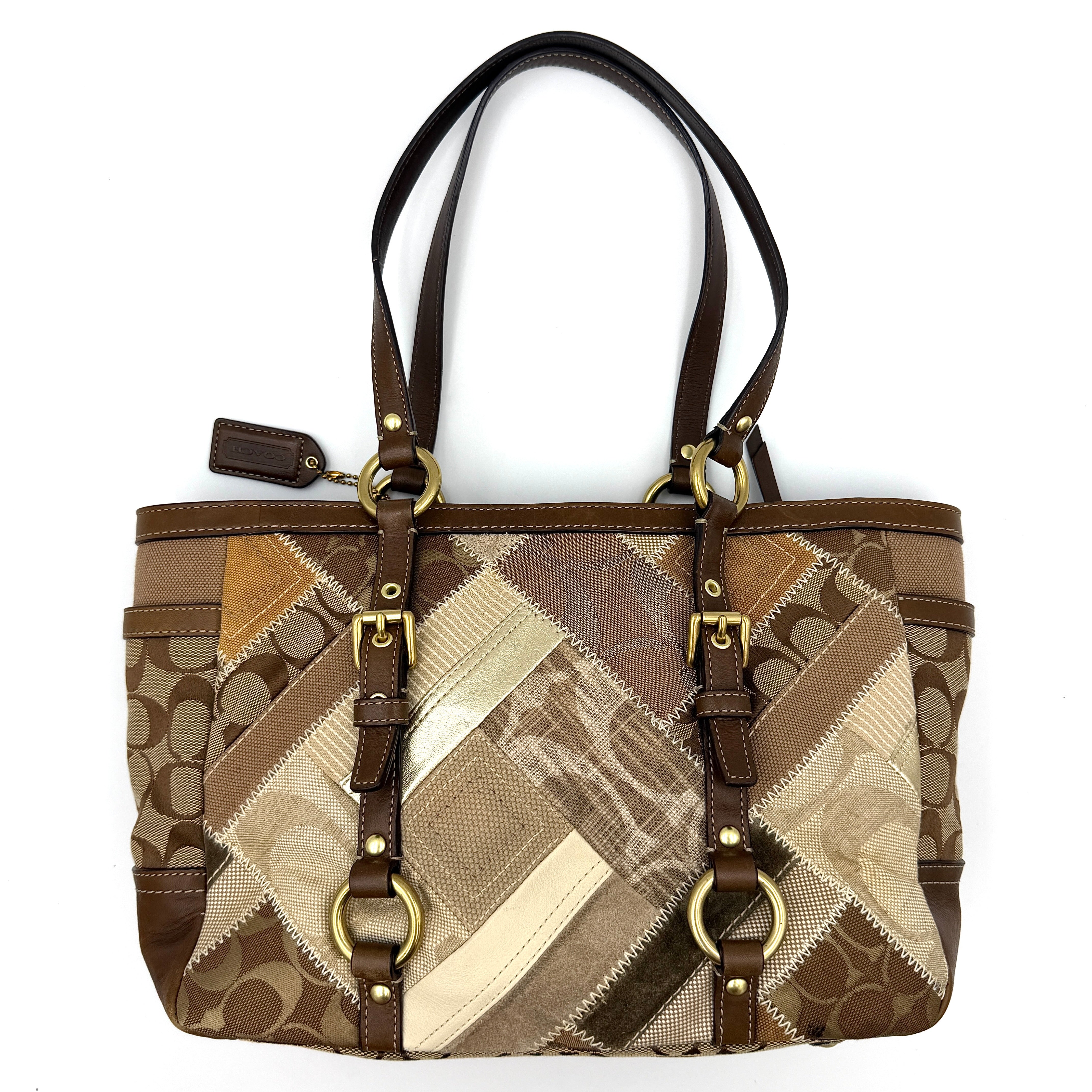 Coach Y2K Signature Patchwork Tote Bag Brown Multicolor