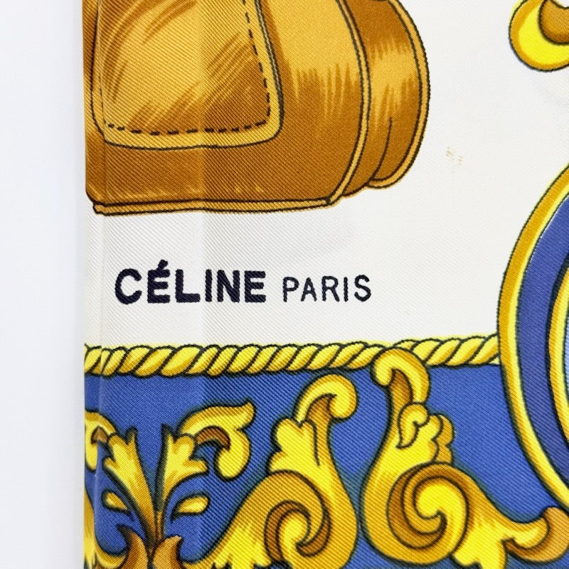 Celine US. Mail Silk Scarf Blue/Gold