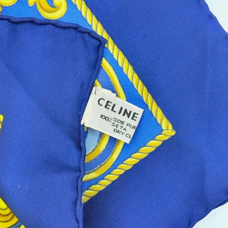 Celine US. Mail Silk Scarf Blue/Gold