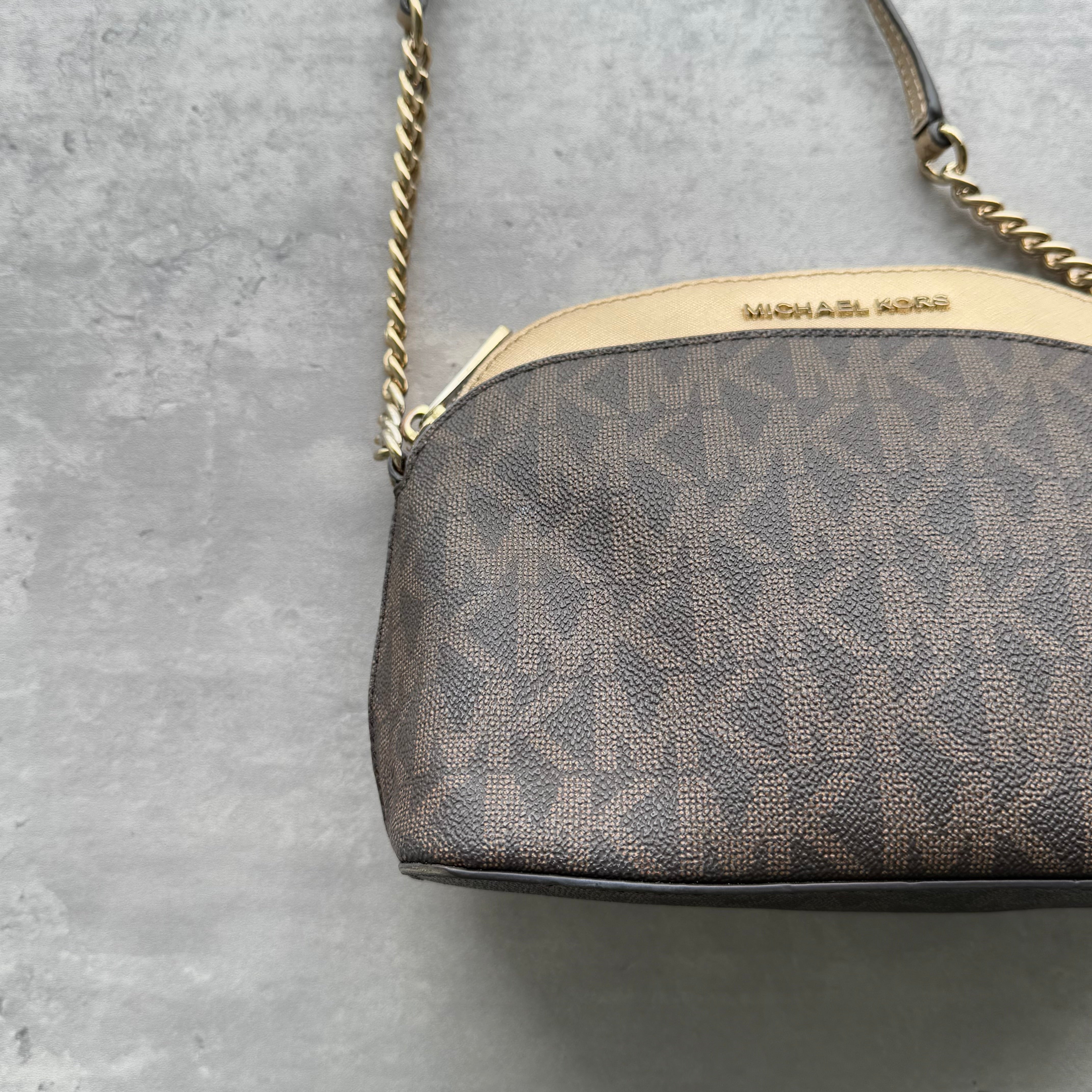 Michael Kors Monogram Crossbody Bag Cream/Brown