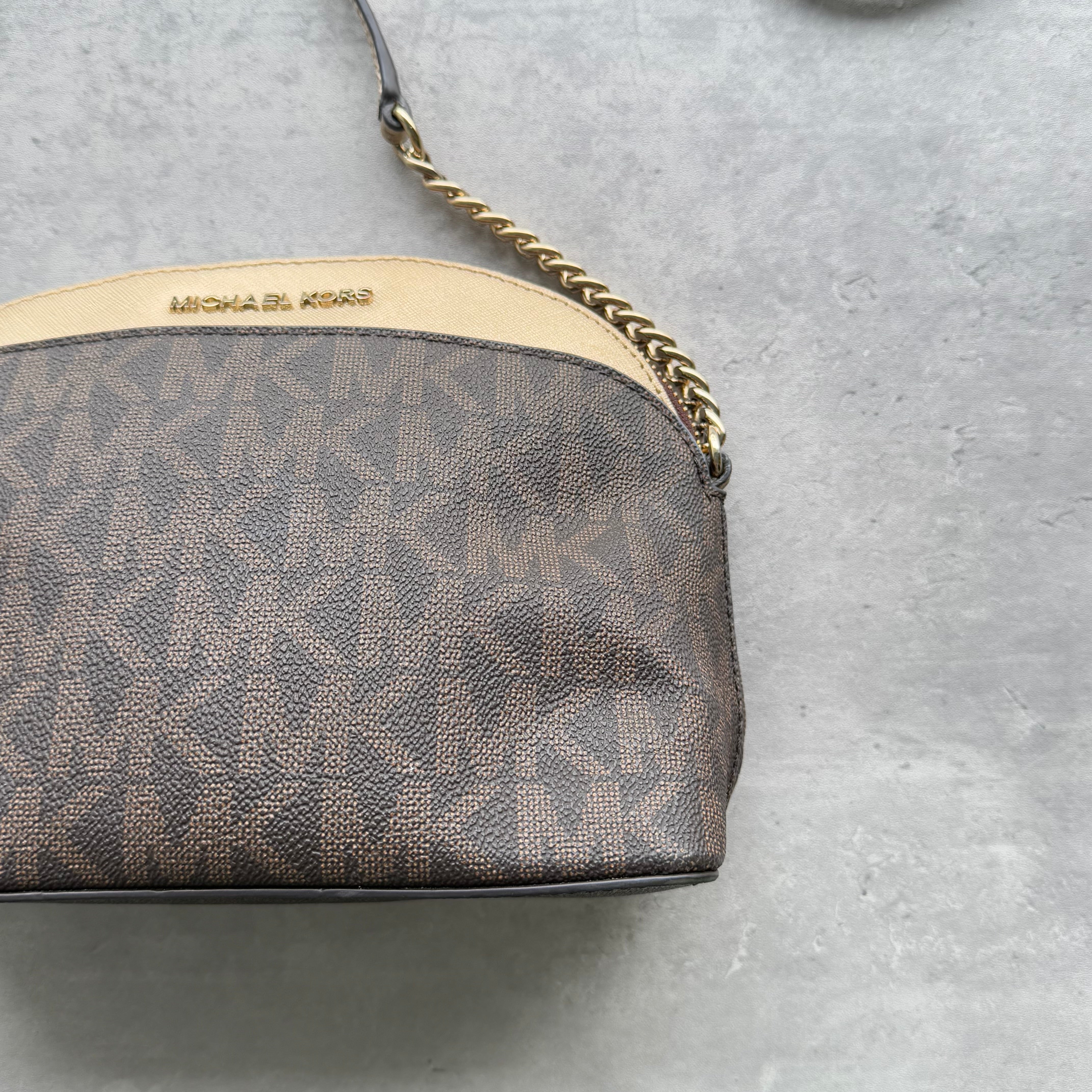 Michael Kors Monogram Crossbody Bag Cream/Brown